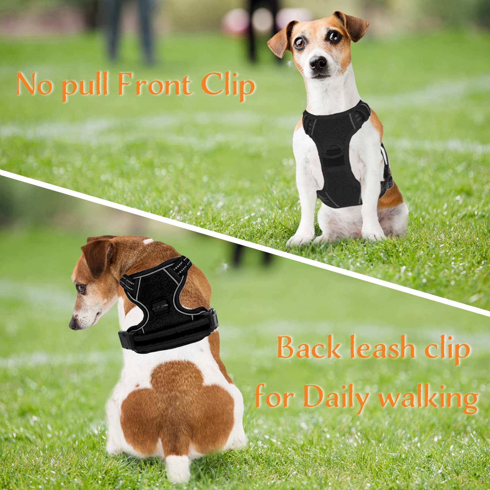 No Pull Dog Harness - Adjustable Reflective Pet Vest with Front Clip & Padded Design for Small, Medium, Large Dogs (XL, Black) - Easy Control Handle for Outdoor Training, Walking & Hiking - Perfect for Daily Walks, Park Adventures & Pet Safety