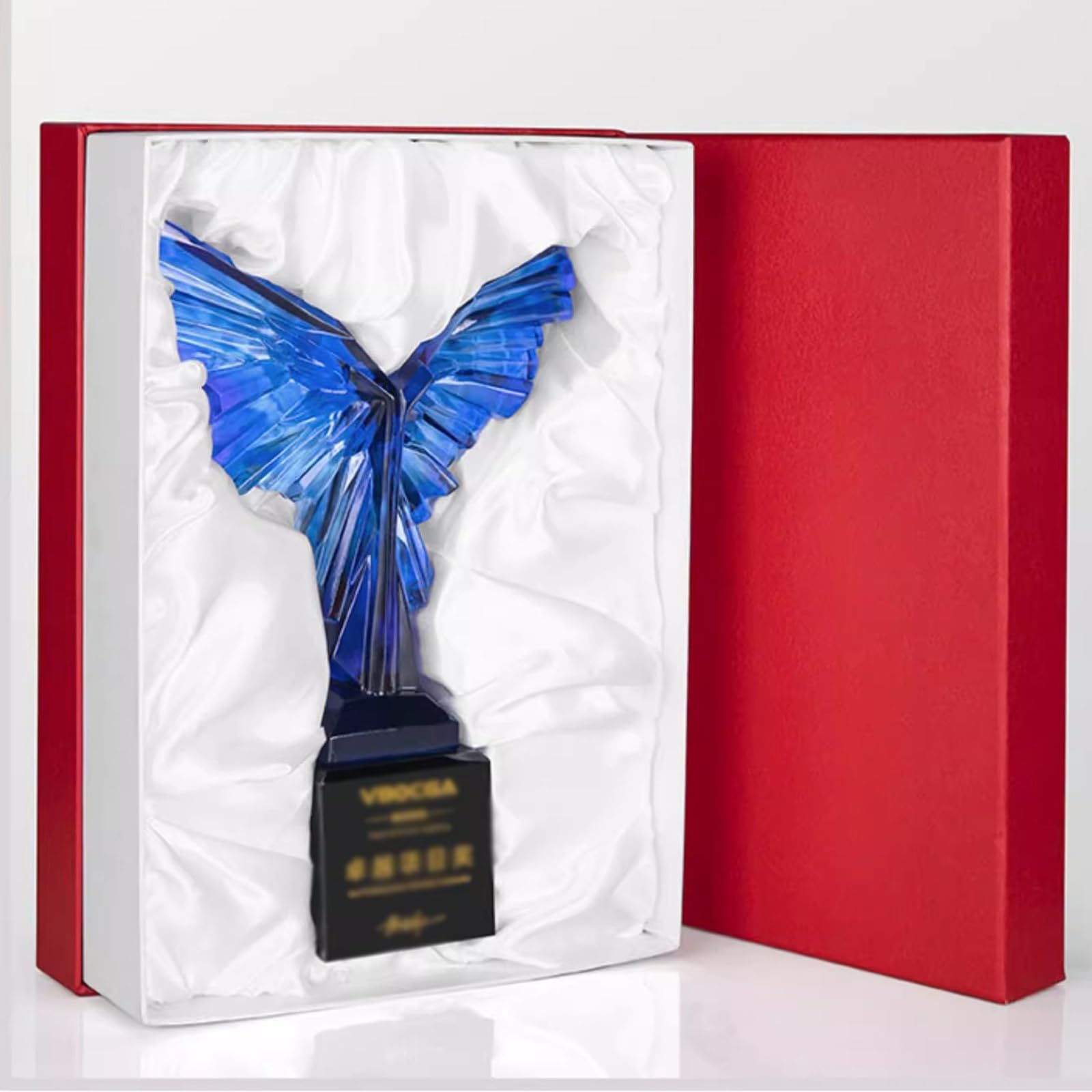 Blue Glass Trophy for Annual Meeting & Employee Awards - Outstanding Employee Recognition, Team Achievement & Office Decor Souvenir | Perfect for Corporate Events, Ceremonies & Office Decorations