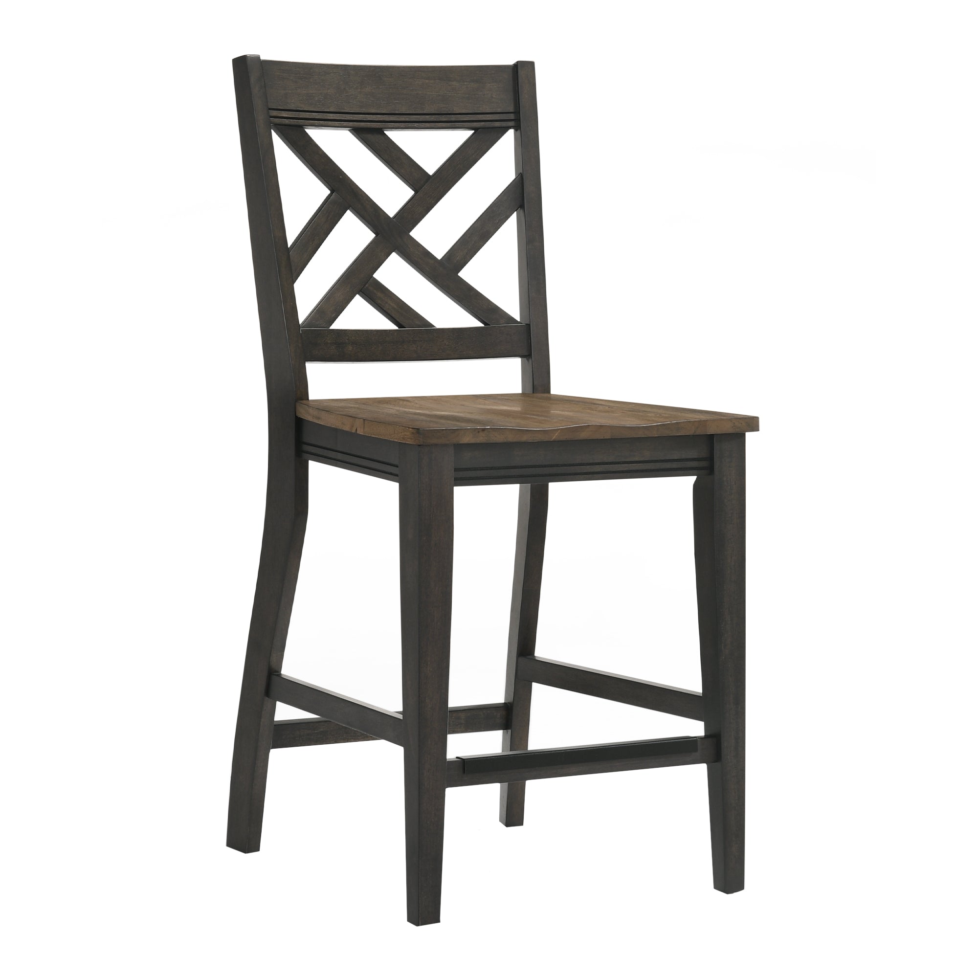 Addie Lattice Back Counter Height Bar Stool - Brown Wooden Kitchen Island Stool for Breakfast Nook, Dining Room & Home Decor