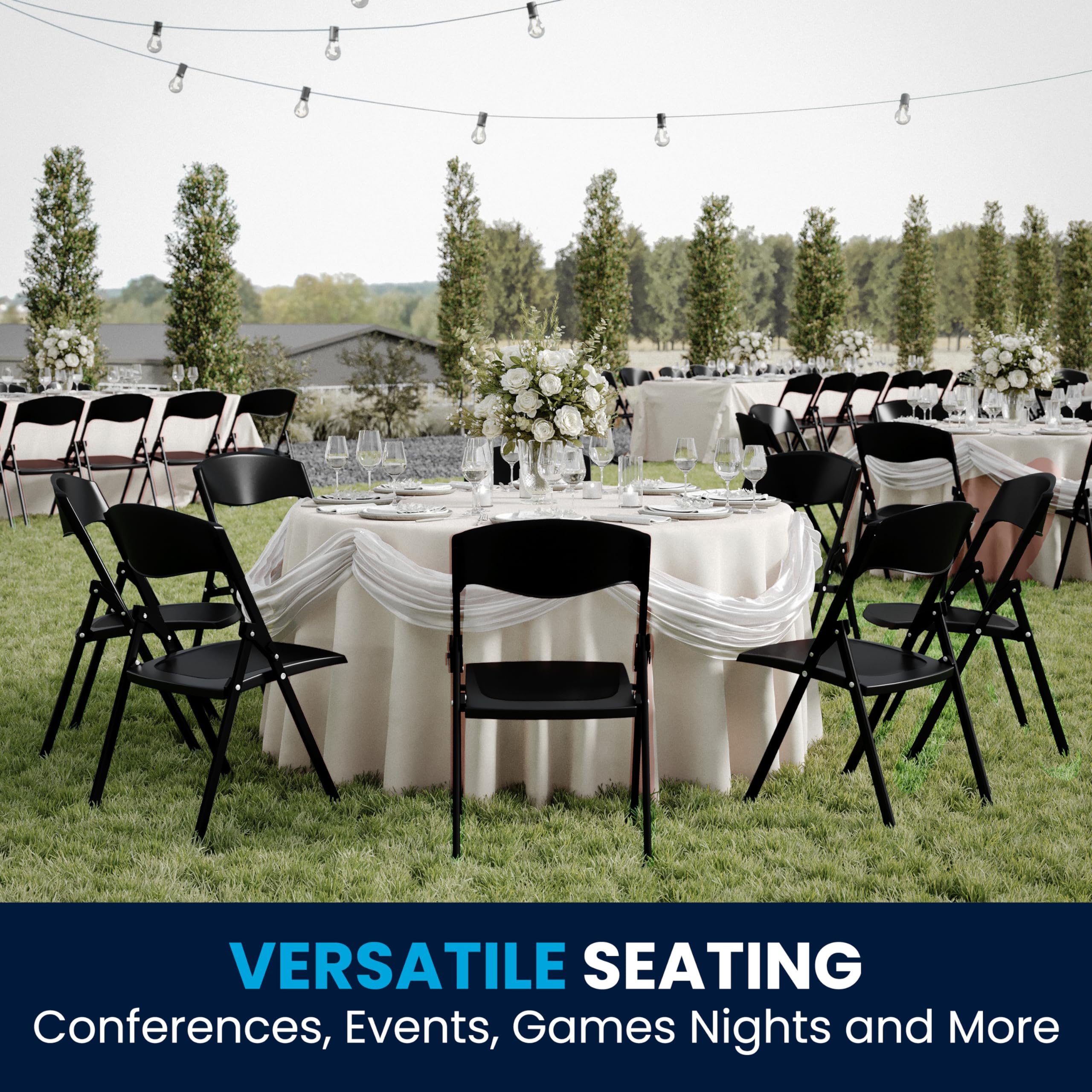 Flash Furniture 6-Pack HERCULES Series Heavy Duty Black Plastic Folding Chairs - 500 lb Capacity, Built-in Ganging Brackets - Perfect for Events, Parties, Banquets and Outdoor Gatherings