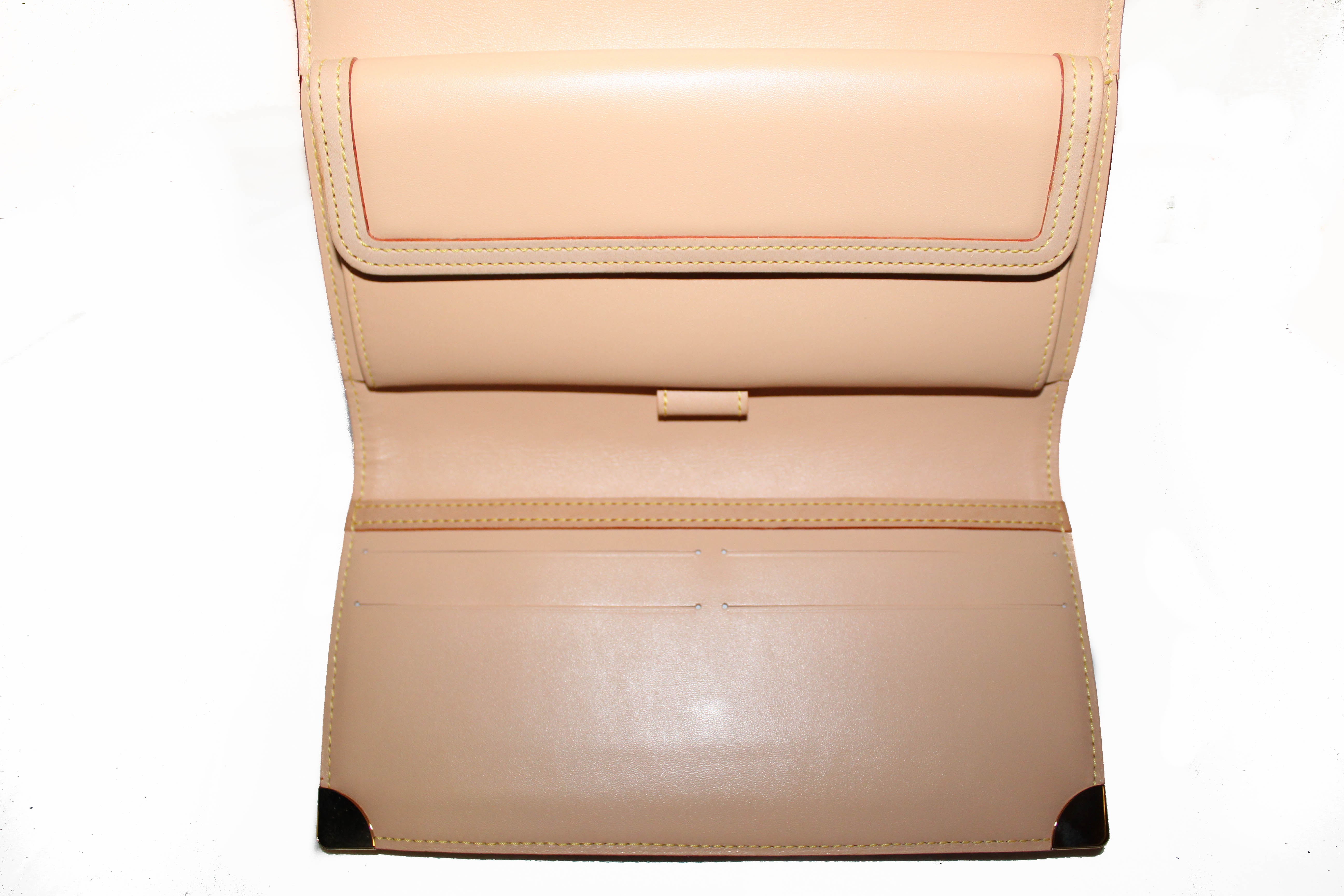 Authentic Louis Vuitton Brown Cherry Blossom Tri-Fold Wallet | Genuine Leather PTI Wallet for Women | Perfect for Everyday Use & Gift Giving