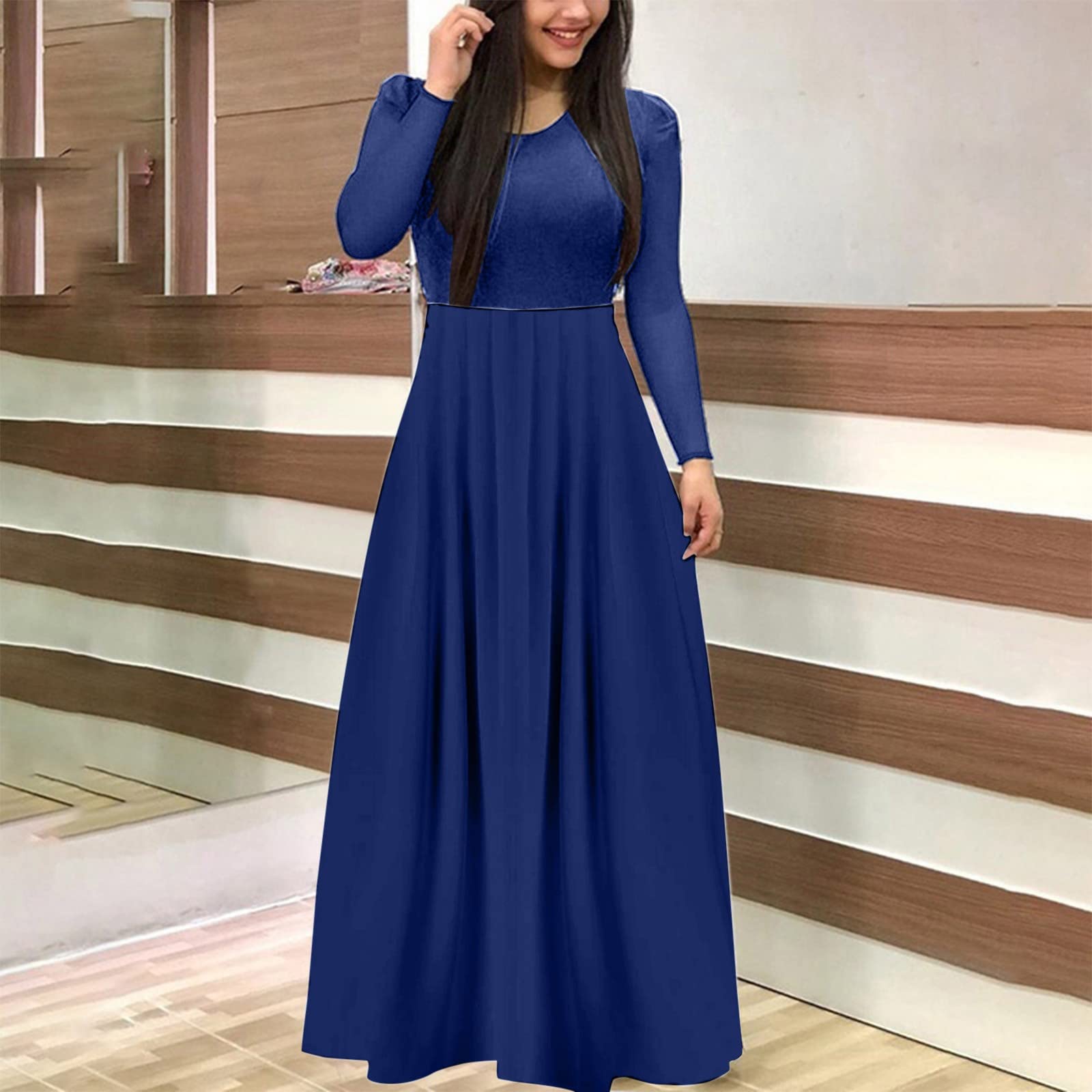 Women's Long Sleeve Empire Waist Maxi Dress - Flowy Casual Tunic Dress for All Seasons | Perfect for Fall, Winter, Summer Outfits, Beach Cover-ups & Special Occasions