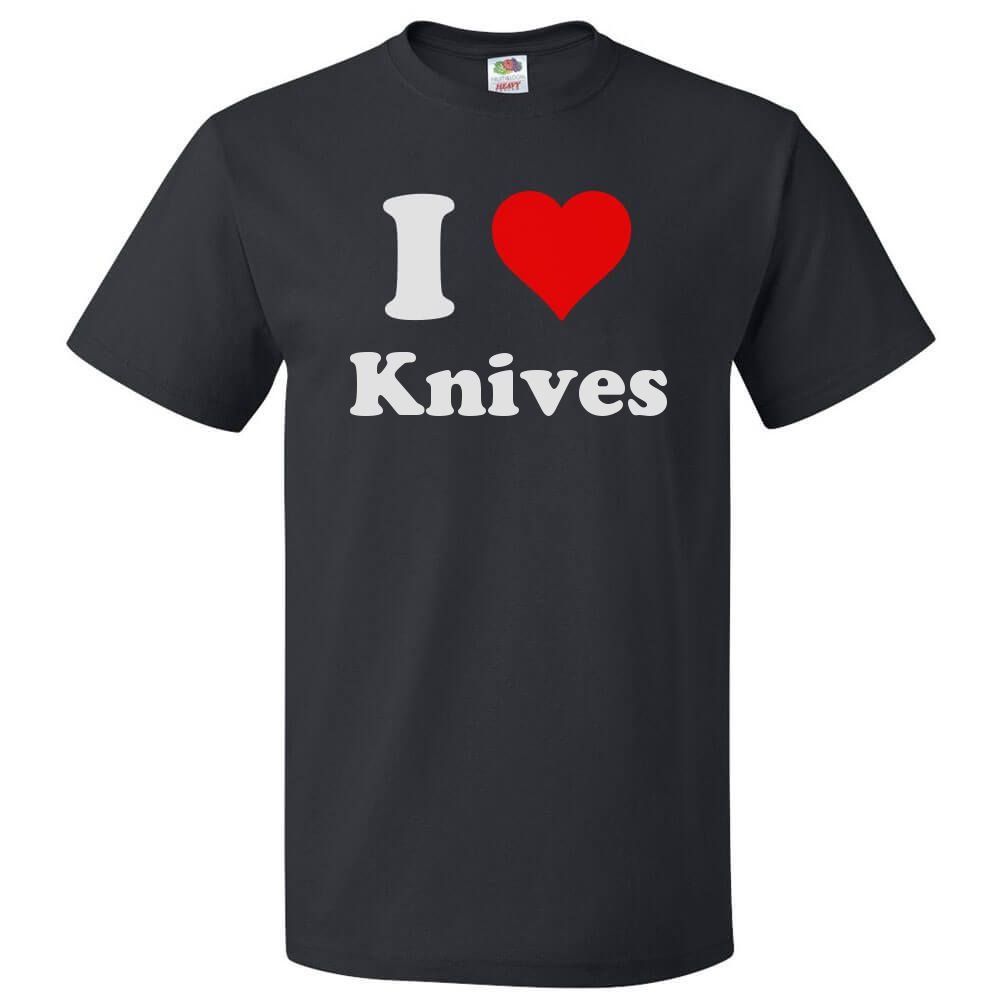 I Love Knives T-Shirt - Premium Cotton Knife Lover Tee for Men & Women | Perfect for Outdoor Enthusiasts, Camping, and Hunting Trips