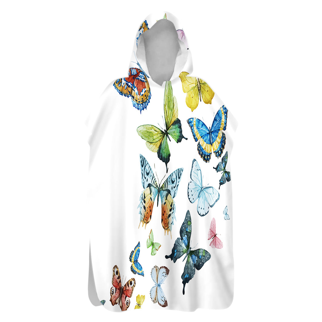 Butterflies Hooded Beach Poncho for Women - Lightweight Quick Dry Swim Cover Up - Perfect for Pool, Beach, Vacation & Summer Outings