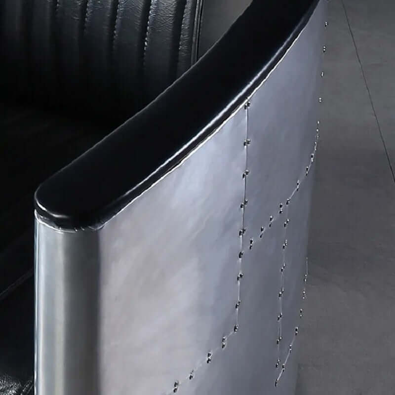 Industrial Loft Style Black Barrel Accent Chair - Genuine PU Leather Upholstered Modern Lounge Chair for Living Room, Office or Reading Nook