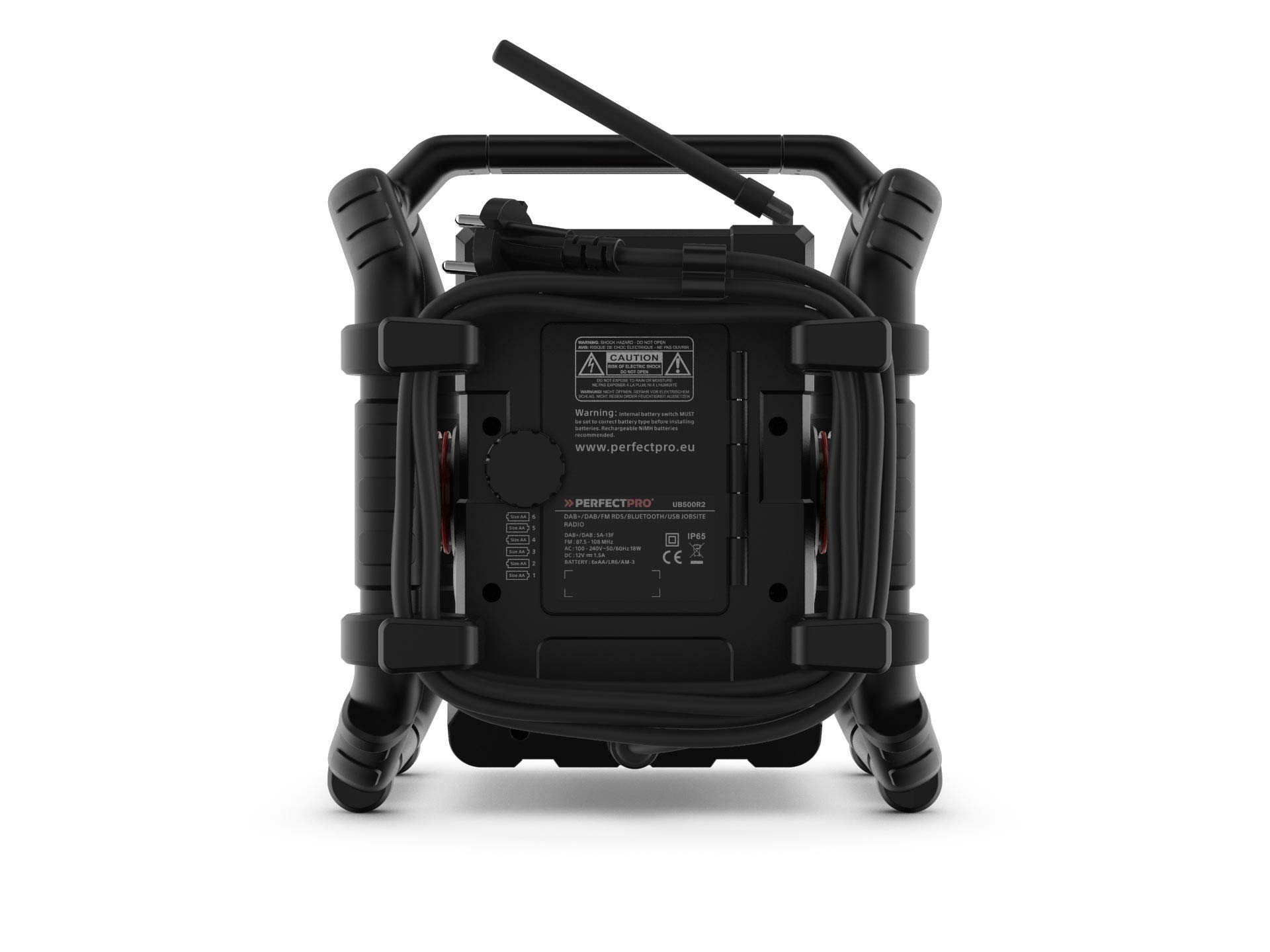 PerfectPro UBOX500R Heavy-Duty Construction Site Radio with DAB+/FM/Bluetooth®/AUX/USB - Shockproof, Battery Charging & Weatherproof - Ideal for Job Sites, Outdoor Work & Camping