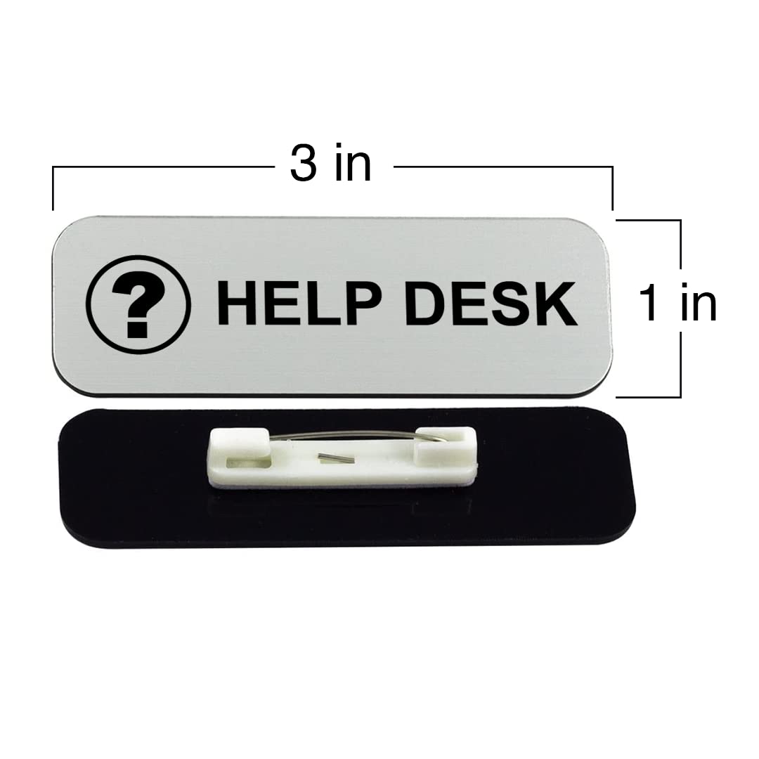 3 Pack Blue Help Desk 1 x 3 Inch Name Tag Badges for Office Staff, Customer Service & Event Identification