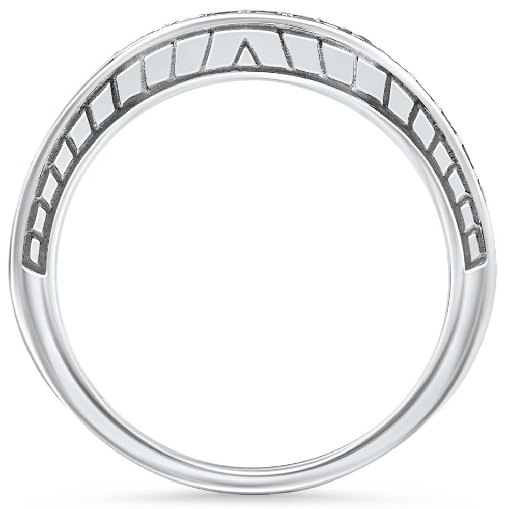 1/4 Carat Notched Wedding Ring Enhancer - Vintage Style Curved Bridal Band for Engagement & Anniversary Gifts - Perfect for Stacking Rings & Special Occasions