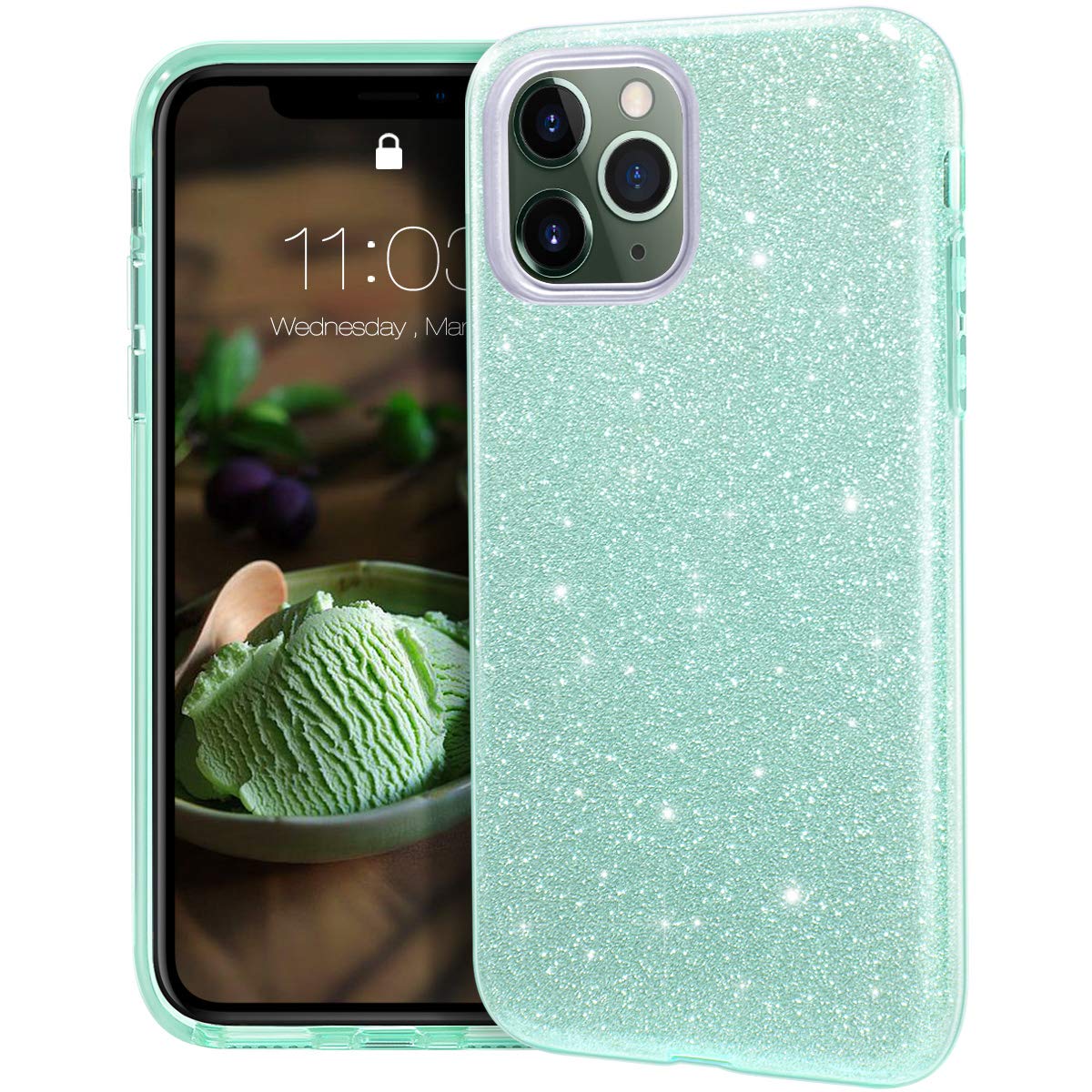 MATEPROX Sparkle Glitter Protective Case for iPhone 11 Pro 5.8 Inch - Cute Bling Design for Women & Girls (Green) | Slim Fit, Shockproof Cover for Daily Use, Parties & Special Occasions