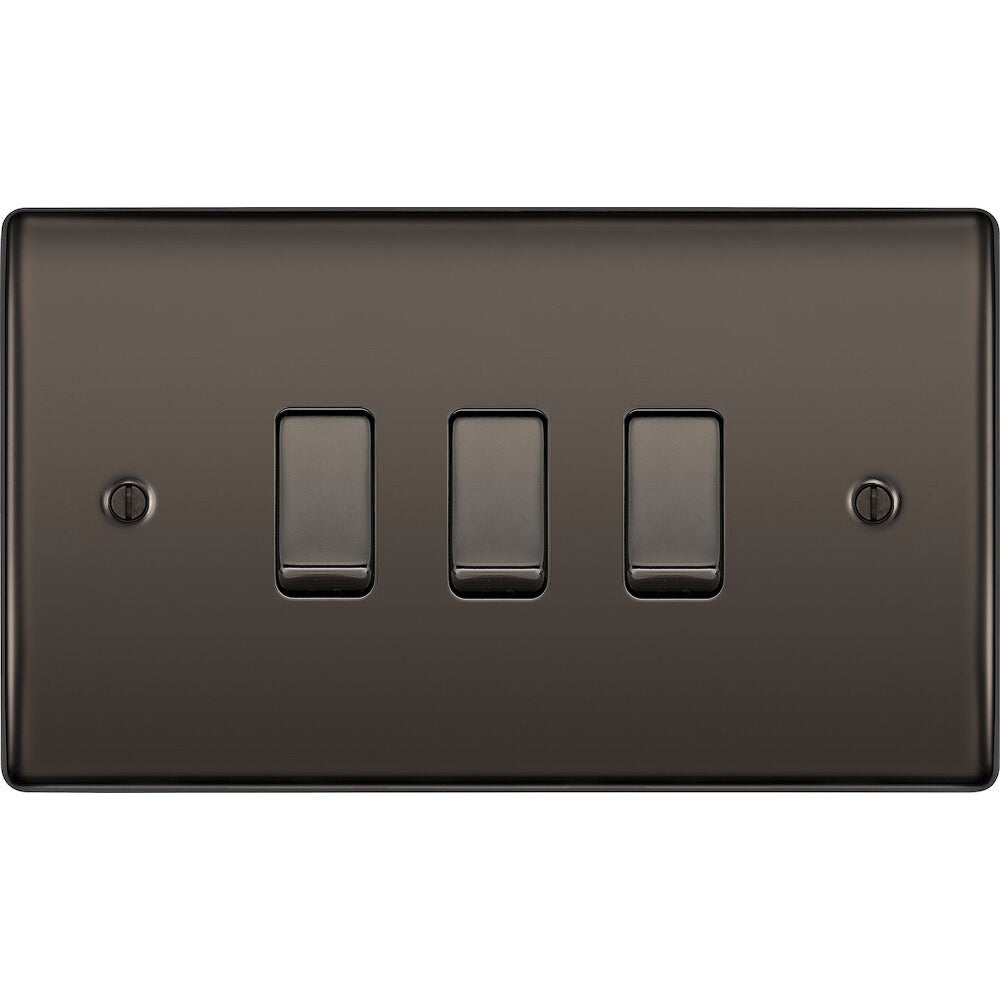 BG Nexus Metal Black Nickel 3G Intermediate Combination Switch - Heavy Duty Electrical Switch for Industrial Control Panels & Commercial Applications