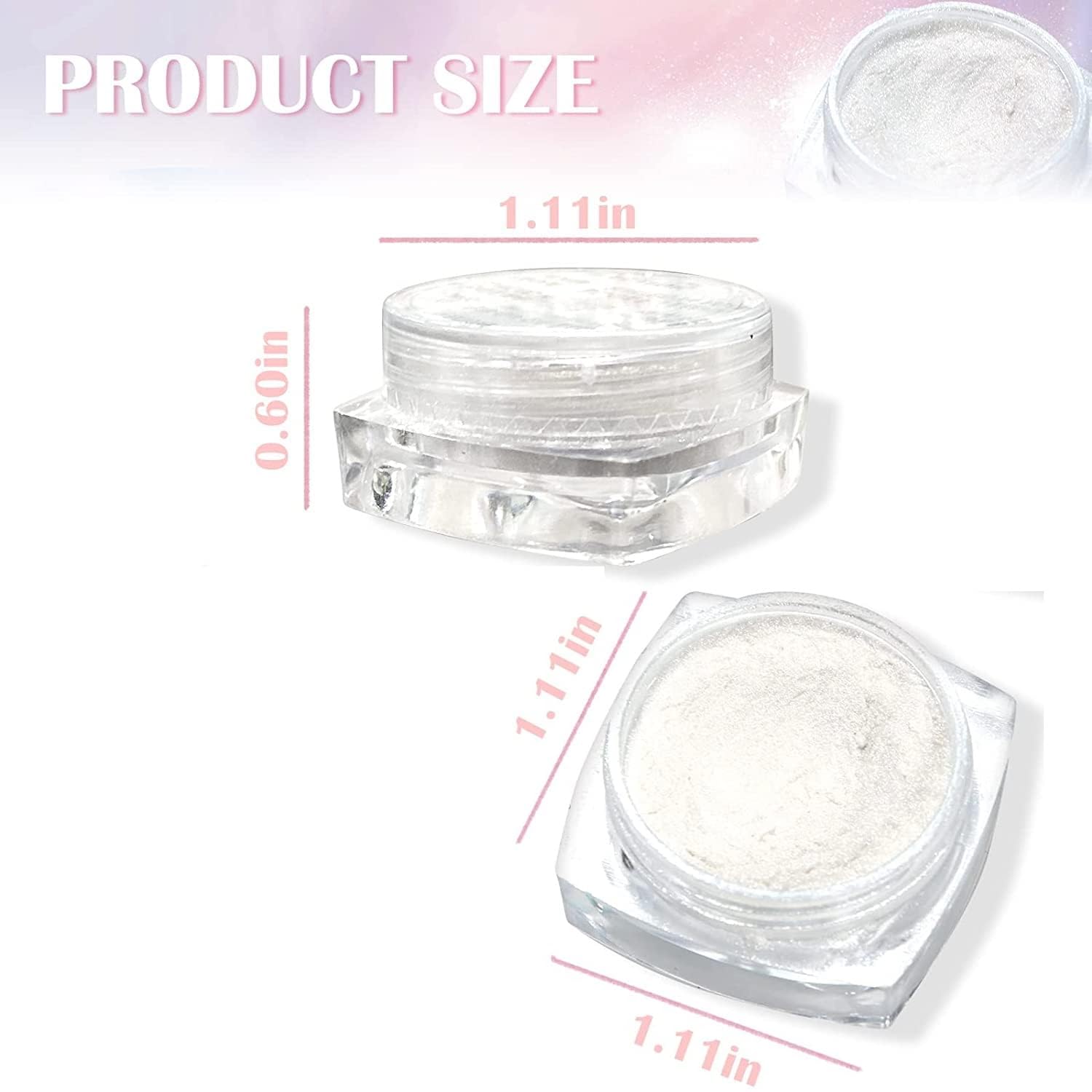 INOG White Pearl Chrome Nail Powder - Mirror Effect Metallic Nail Powder with Magic Moonlight Iridescent Pigment | Professional Salon & DIY Manicure | Perfect for Nail Art, Acrylics & Gel Polish Designs (Pack of 1)