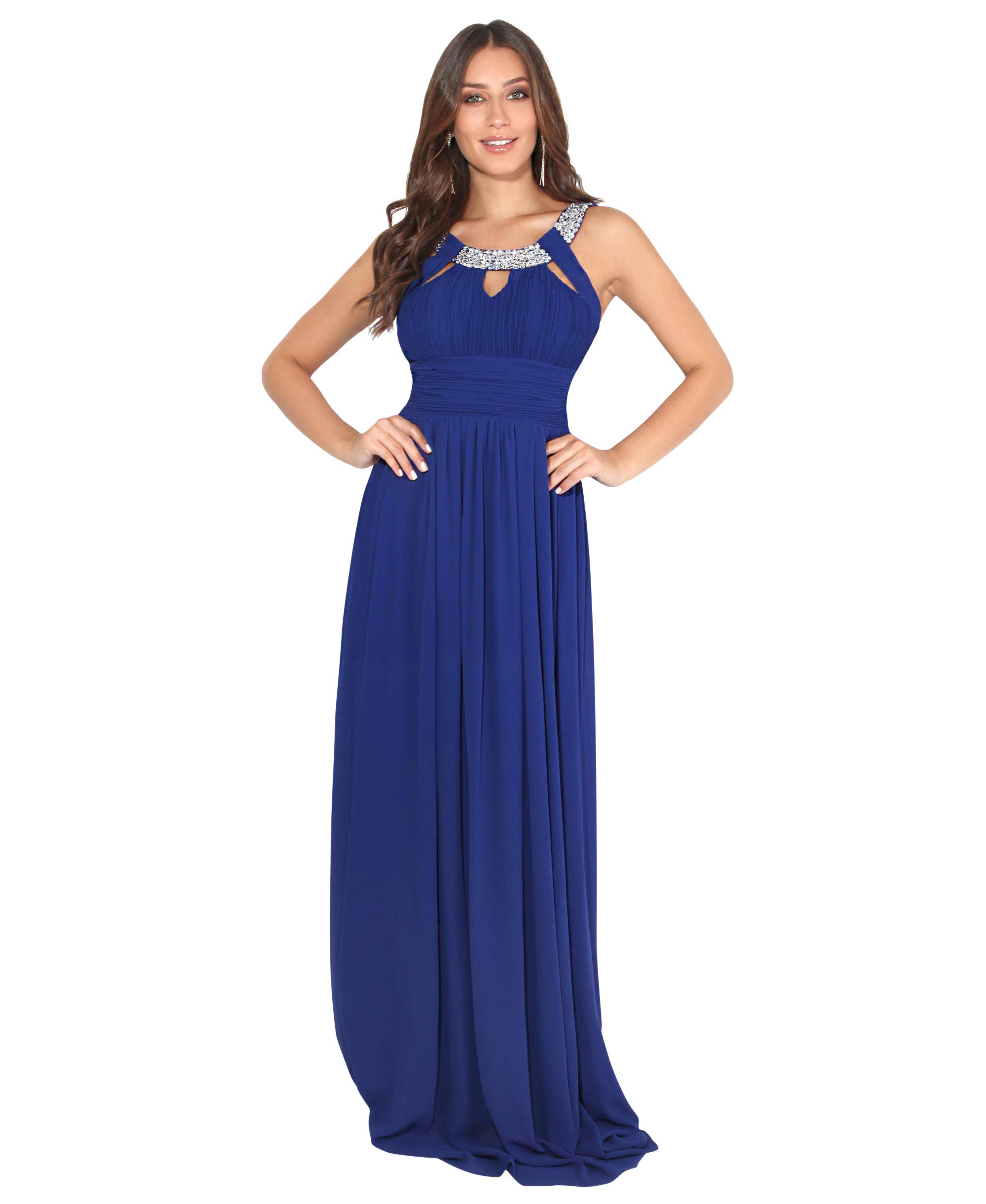 KRISP Women's Elegant Maxi Dress - Lace Chiffon Formal Evening Gown for Cocktail Party, Wedding Guest, Prom & Special Occasions