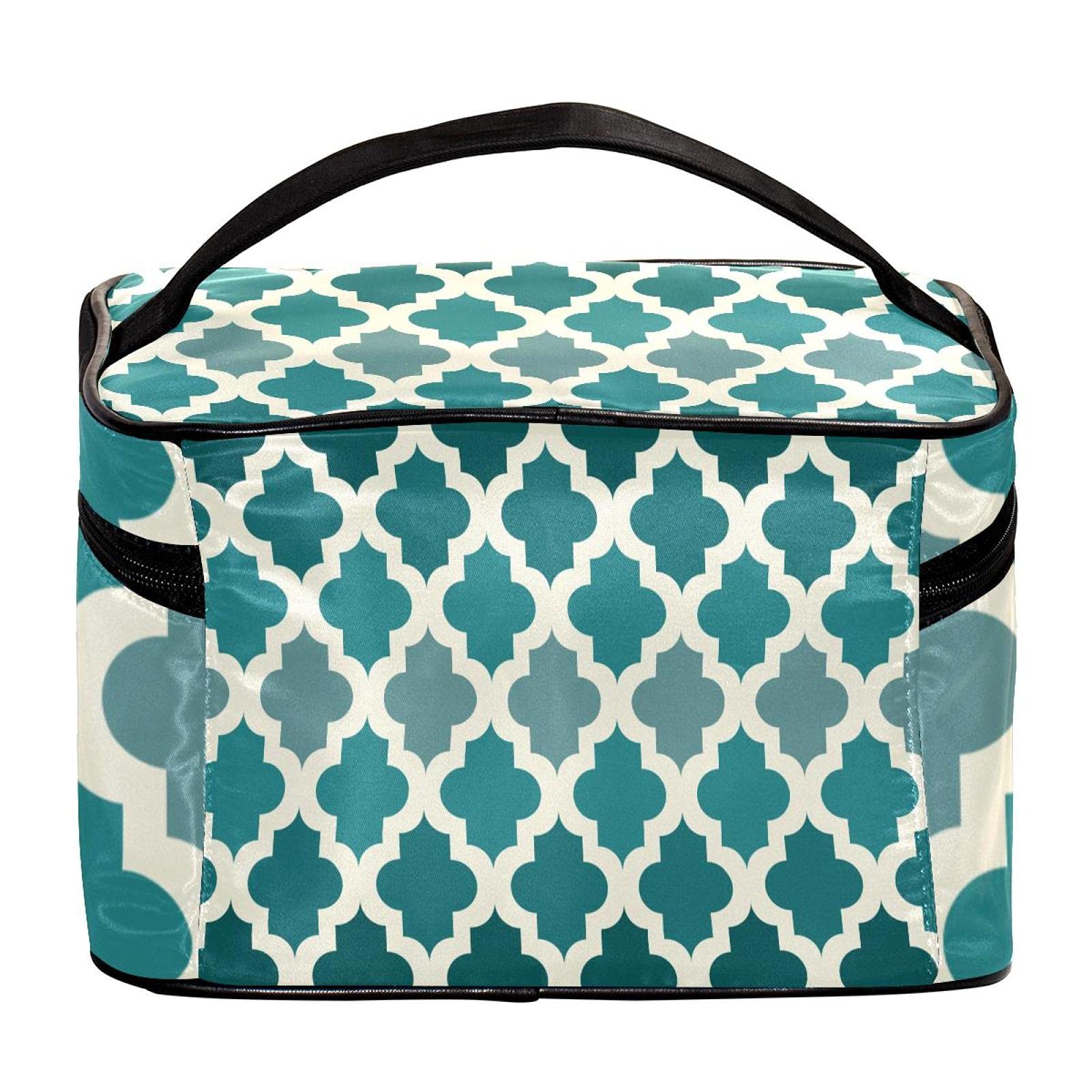 Moroccan Teal Makeup Bag Large Cosmetic Organizer for Women Travel & Gym