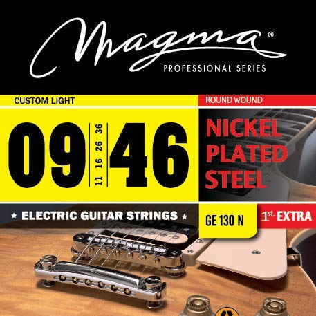 Magma Electric Guitar Strings - Light Gauge .009-.046 Nickel-Plated Steel (GE130N) for Rock, Blues & Studio Recording