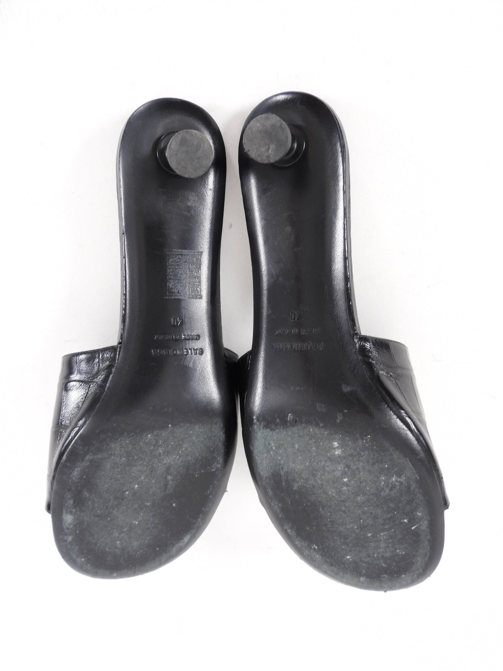 Balenciaga Black Embossed Leather BB Mules - Women's Designer Slip-On Shoes Size 40 | Luxury Comfort for Casual Outings & Office Wear
