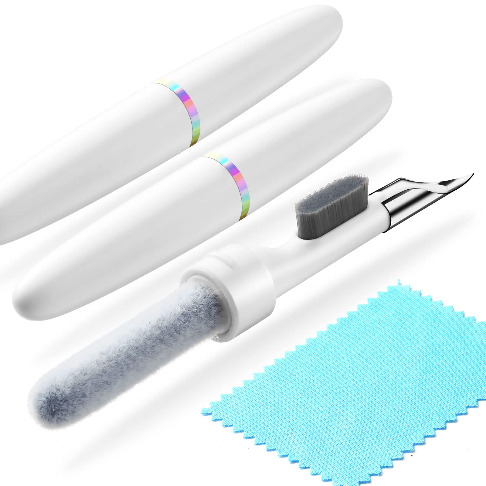 3-in-1 Wireless Earbuds Cleaning Kit - Bluetooth Earphone Cleaner Pen with Soft Brush for Lego/Huawei/Samsung/MI Earbuds, Charging Ports & Computer Accessories (2 Pack, White) | Perfect for Travel, Office & Home Use