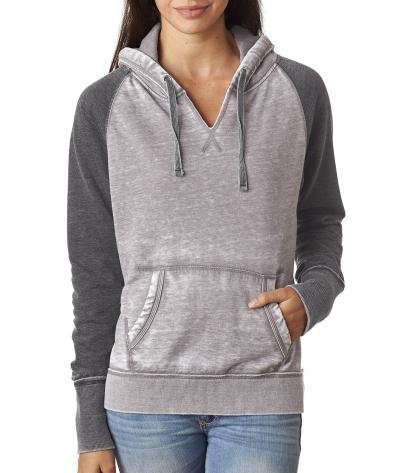 J.America Women's Zen Contrast Pullover Hooded Fleece Jacket - Soft & Cozy Casual Wear for Fall & Winter Outdoor Activities