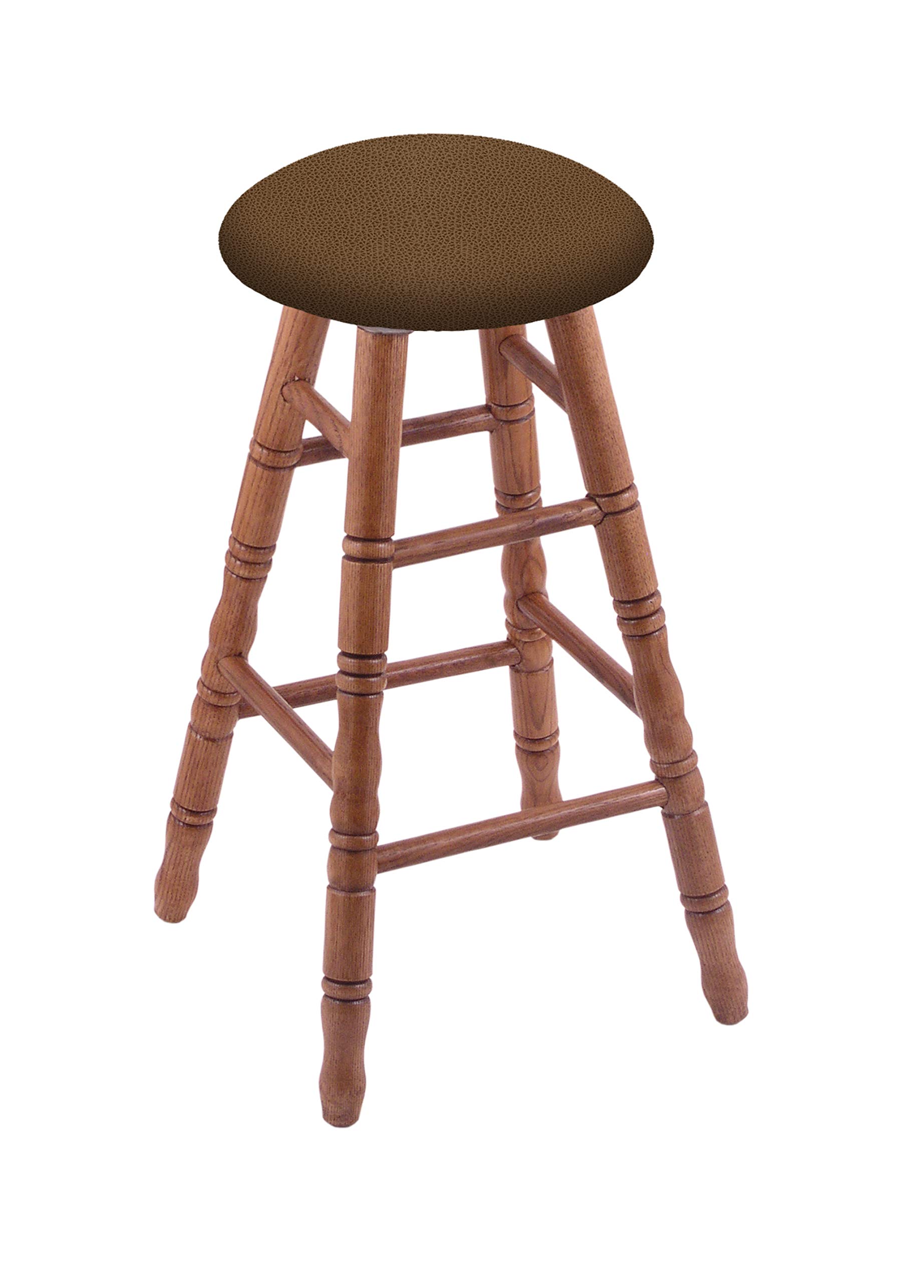 Premium Oak Bar Stool with Reinforced Thatch Seat - Medium Finish Wooden Counter Height Stool for Kitchen Island, Breakfast Nook & Home Bar Decor