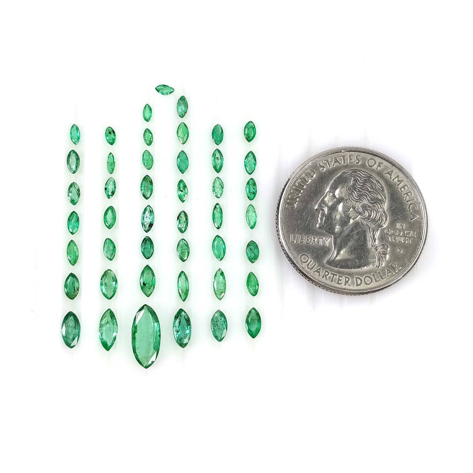4.50ct Natural Untreated Green Emerald Gemstone - Marquise Cut 3x1.5mm to 10x4.5mm (45 Pieces) | Jewelry Making, Engagement Rings & Luxury Gift
