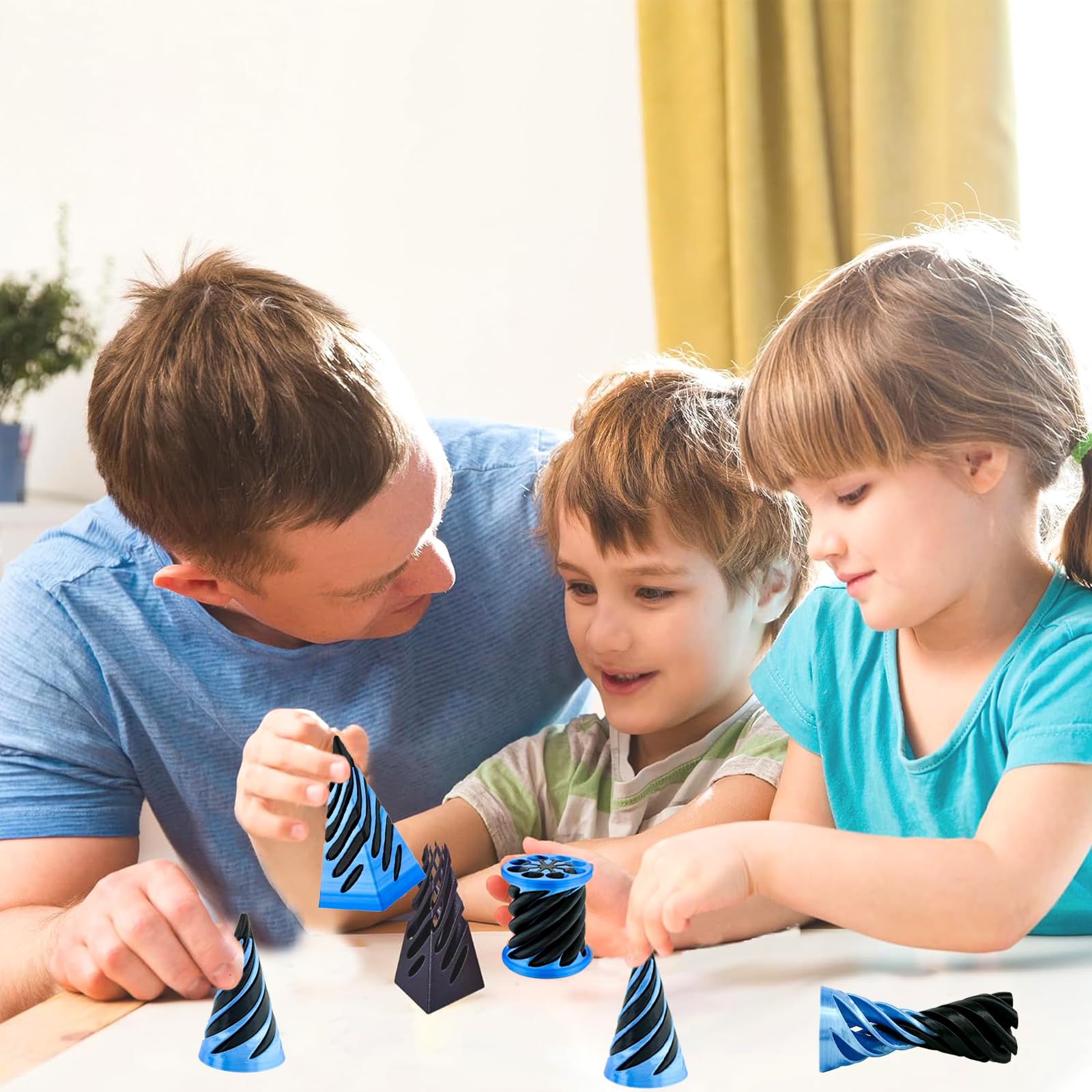 3 Packs Impossible Cone Fidget Toys - Spiral Cone, Pyramid Passthrough & 3D Printed Vortex Thread Illusion Toys for Stress Relief - Mini Desktop Decor Gifts for Anxiety, ADHD & Office Relaxation (Great for Focus, Meditation and Sensory Play)
