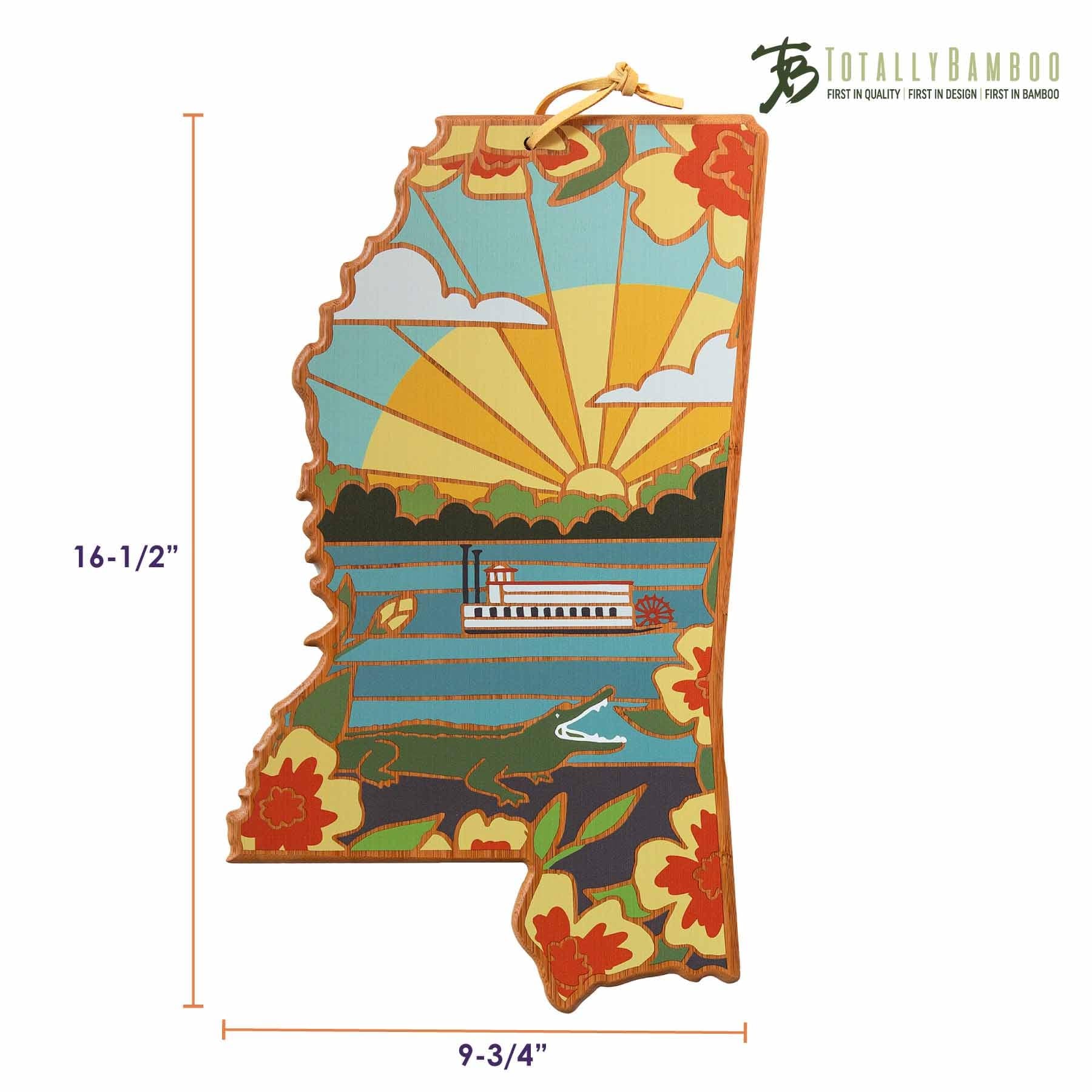 Handcrafted Mississippi Wooden Cutting Board with Summer Stokes Artwork - Perfect for Kitchen Prep, Charcuterie Boards & Home Decor