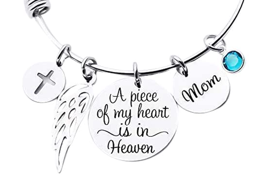 Personalized Memorial Jewelry Bangle Bracelet - A Piece of My Heart is in Heaven - Engraved Keepsake for Loved Ones - Perfect for Remembrance, Sympathy Gifts & Healing
