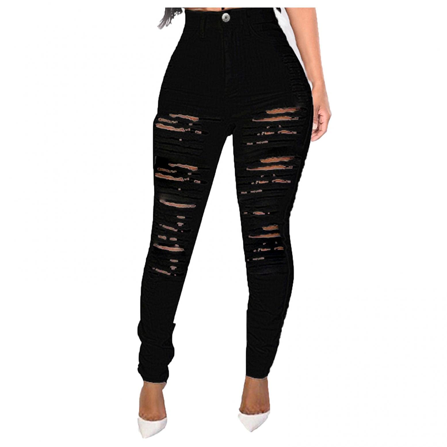 Women's High Waisted Skinny Jeans - Stretchy Ripped Distressed Jegging Denim Pants | Comfortable & Trendy for Casual Outfits & Night Out
