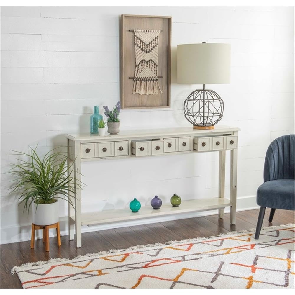 Pemberly Row Transitional Wood Console Table in Cream - Elegant Entryway Furniture for Hallway, Living Room & Foyer Decor