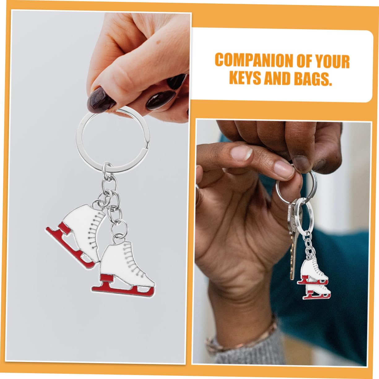 MILISTEN 3-Piece Skate Keychain Set - Mini Ice Skate Keychains, Novelty Metal Key Holders with Boot Keychain - Perfect for Skaters, Winter Sports Enthusiasts & Gift Giving