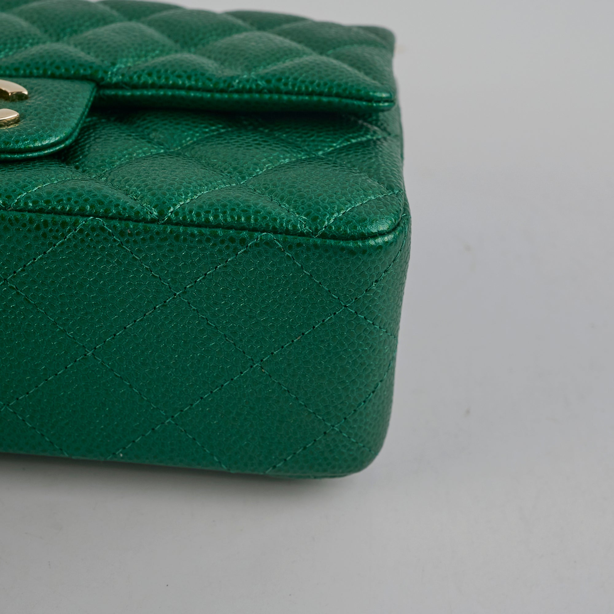 Chanel Caviar Leather Mini Rectangular Flap Bag in Emerald Green - 18S Collection | Luxury Crossbody Purse for Women, Perfect for Parties & Evening Events