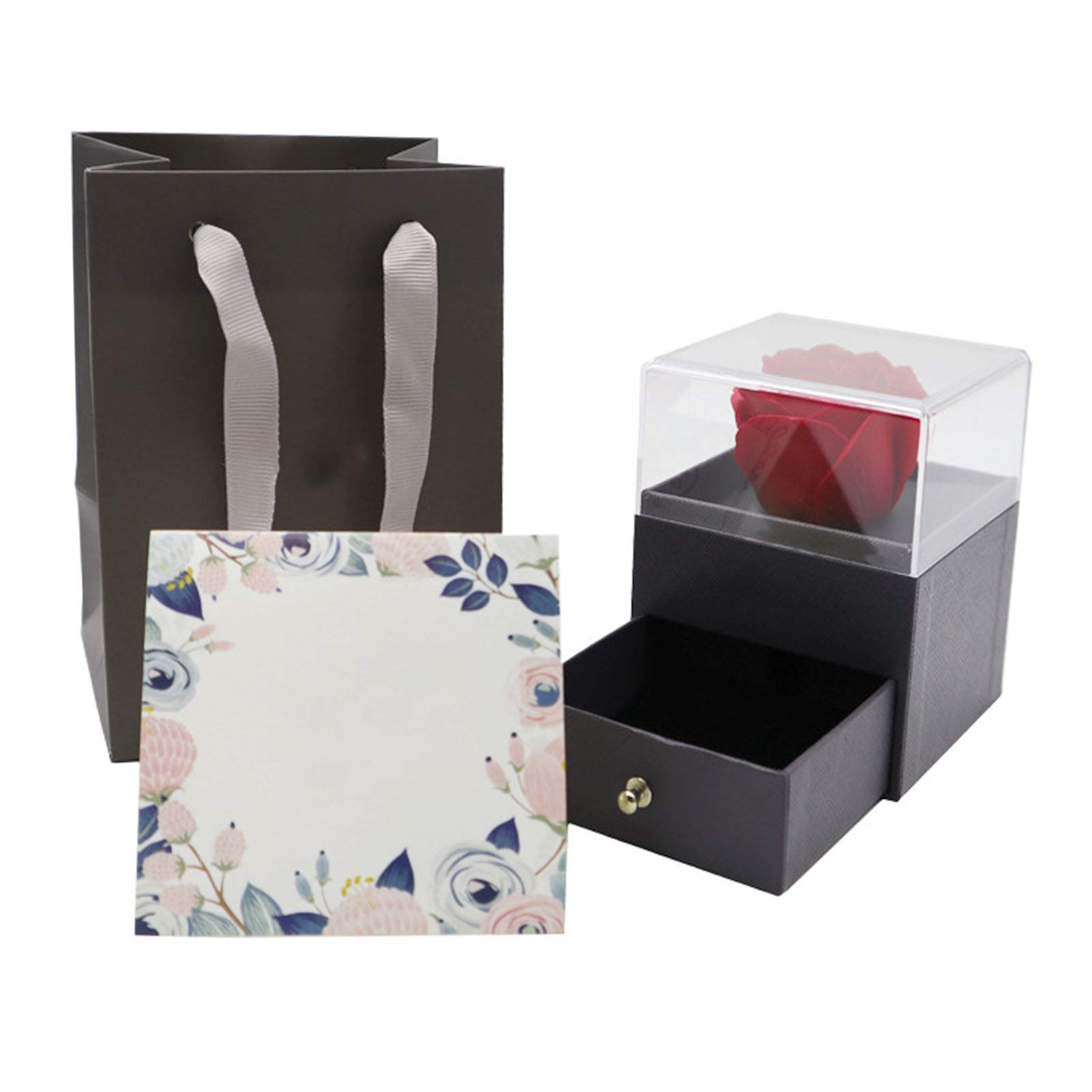 Eternal Rose Flower Ring Necklace Display Holder - Elegant Jewelry Storage Box for Necklaces, Rings & Accessories | Perfect for Gift Giving, Wedding Jewelry Organization & Home Decor