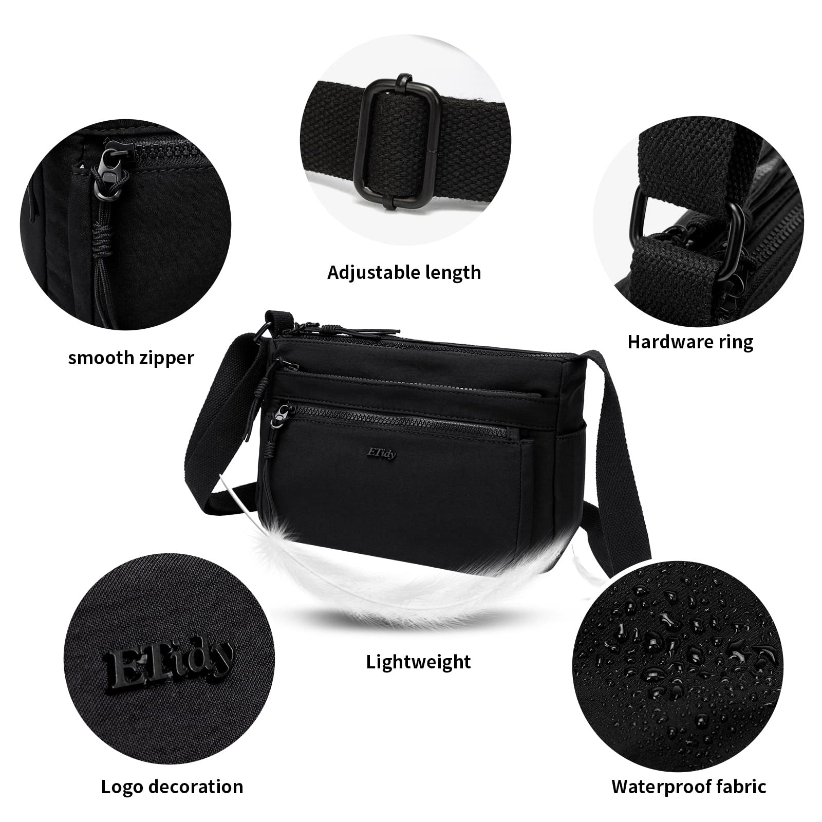 ETidy Women's Casual Nylon Shoulder Bag - Waterproof Lightweight Crossbody Purse Hobo Bag for Everyday Use, Travel & Shopping