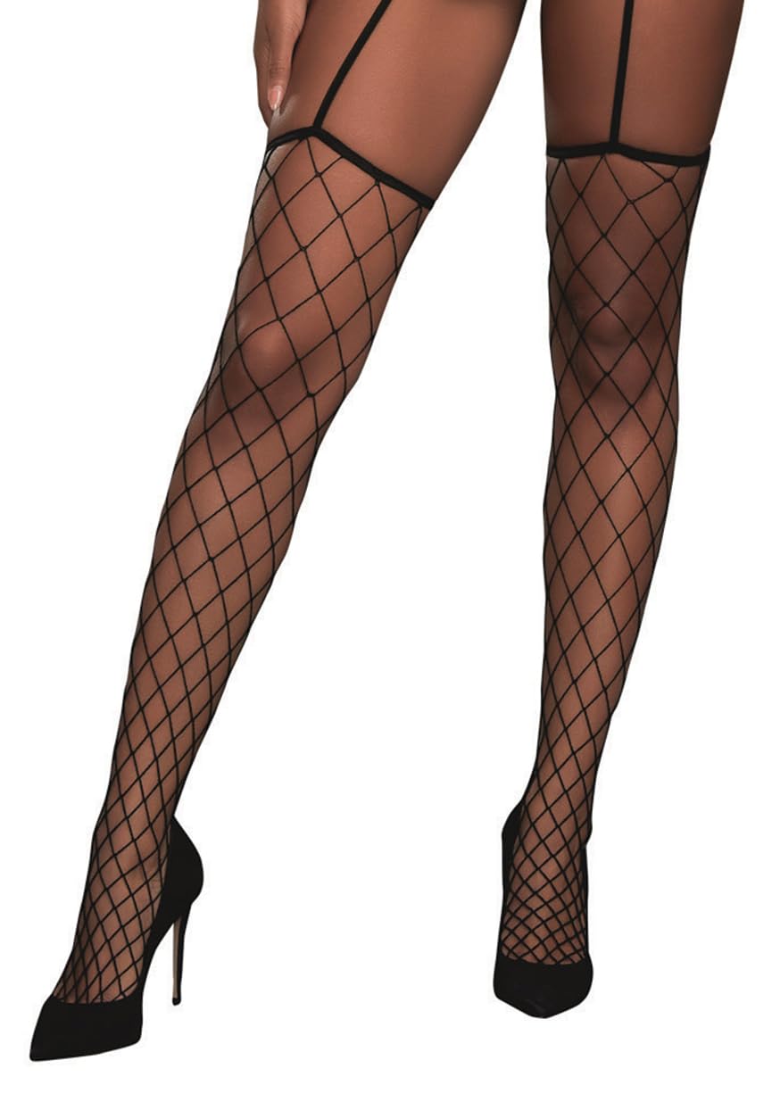 Dreamgirl Women's Sexy Capri Garter Dress with Fishnet Stockings - Perfect for Burlesque Shows, Cosplay, and Nightclub Outfits