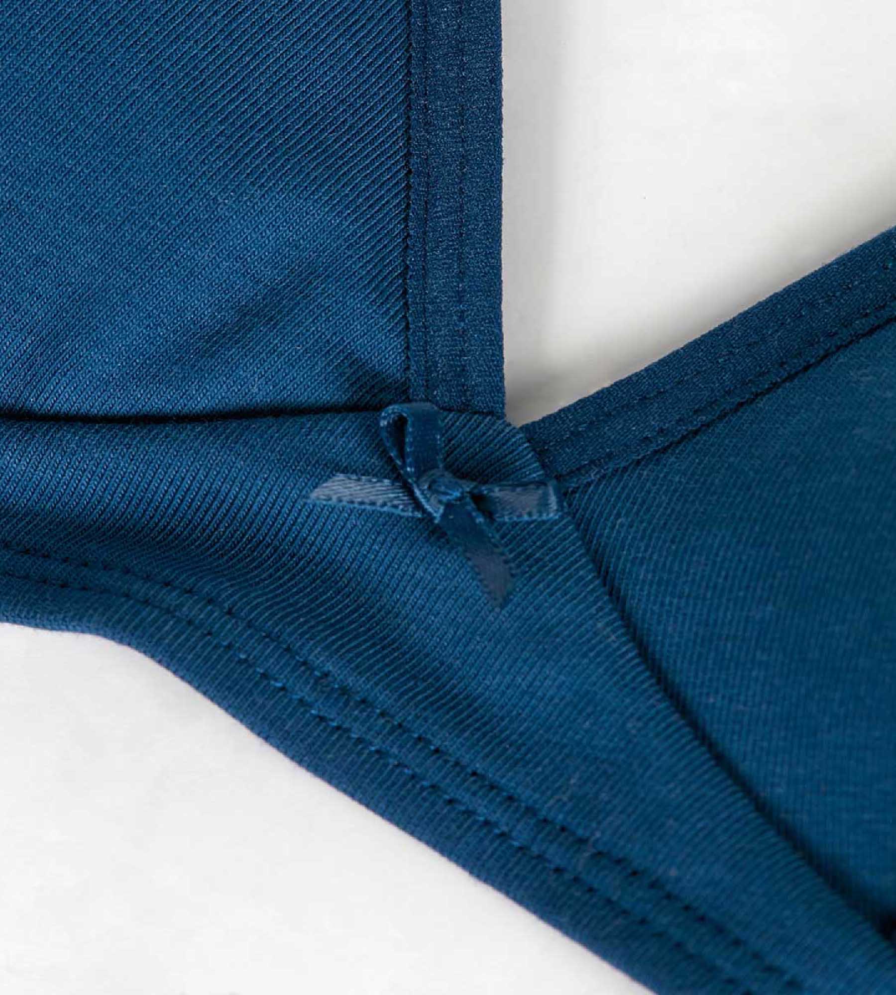 Organic Cotton Triangle Bralette - Wireless Comfort Bra in Navy Blue for Sensitive Skin | Perfect for Yoga, Lounge & Everyday Wear