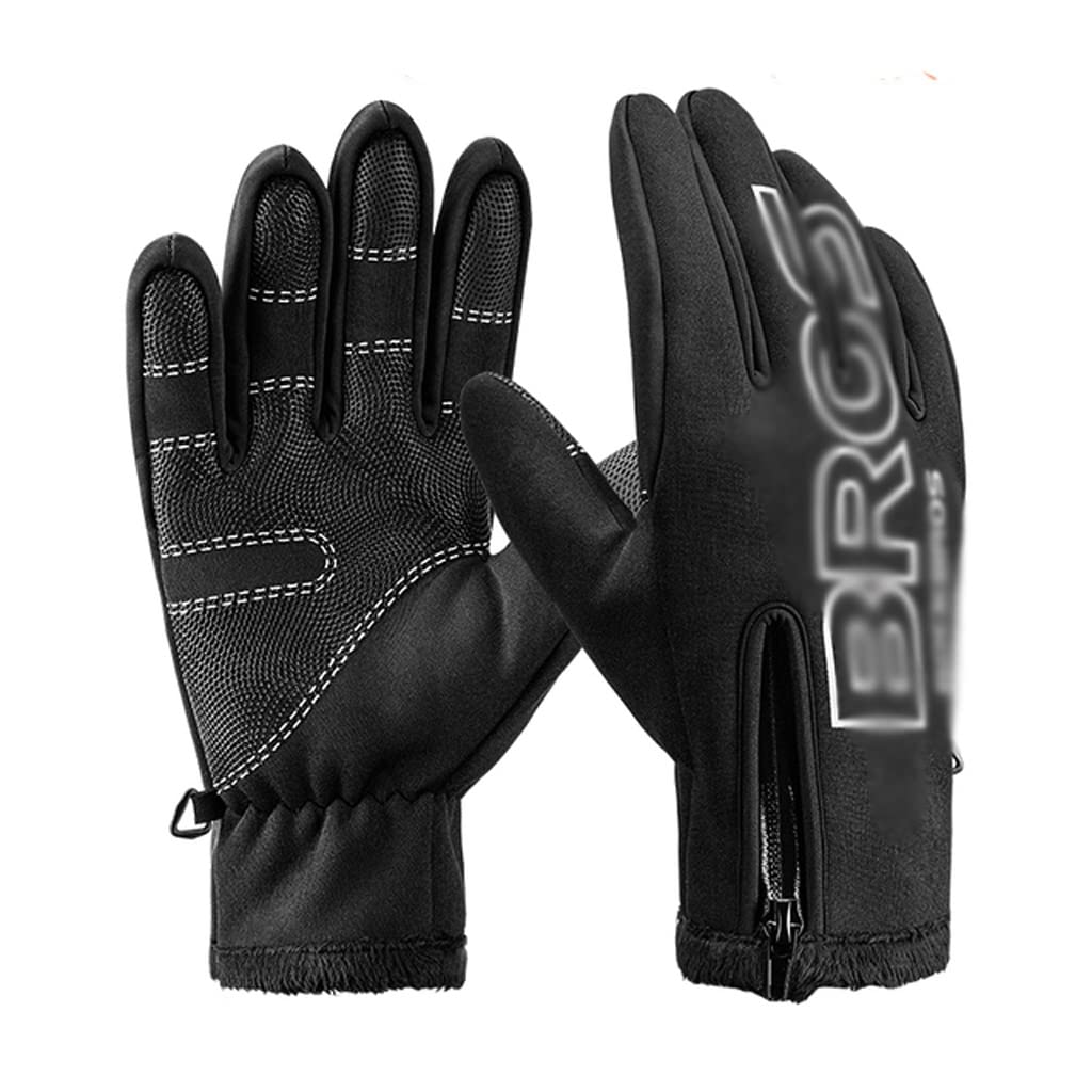 CCBUY Winter Thermal Windproof Touch Screen Bike Gloves - Full Finger Anti-Slip Cycling Gloves for Men & Women (Black, Medium) - Perfect for Cold Weather Biking, Commuting & Outdoor Sports