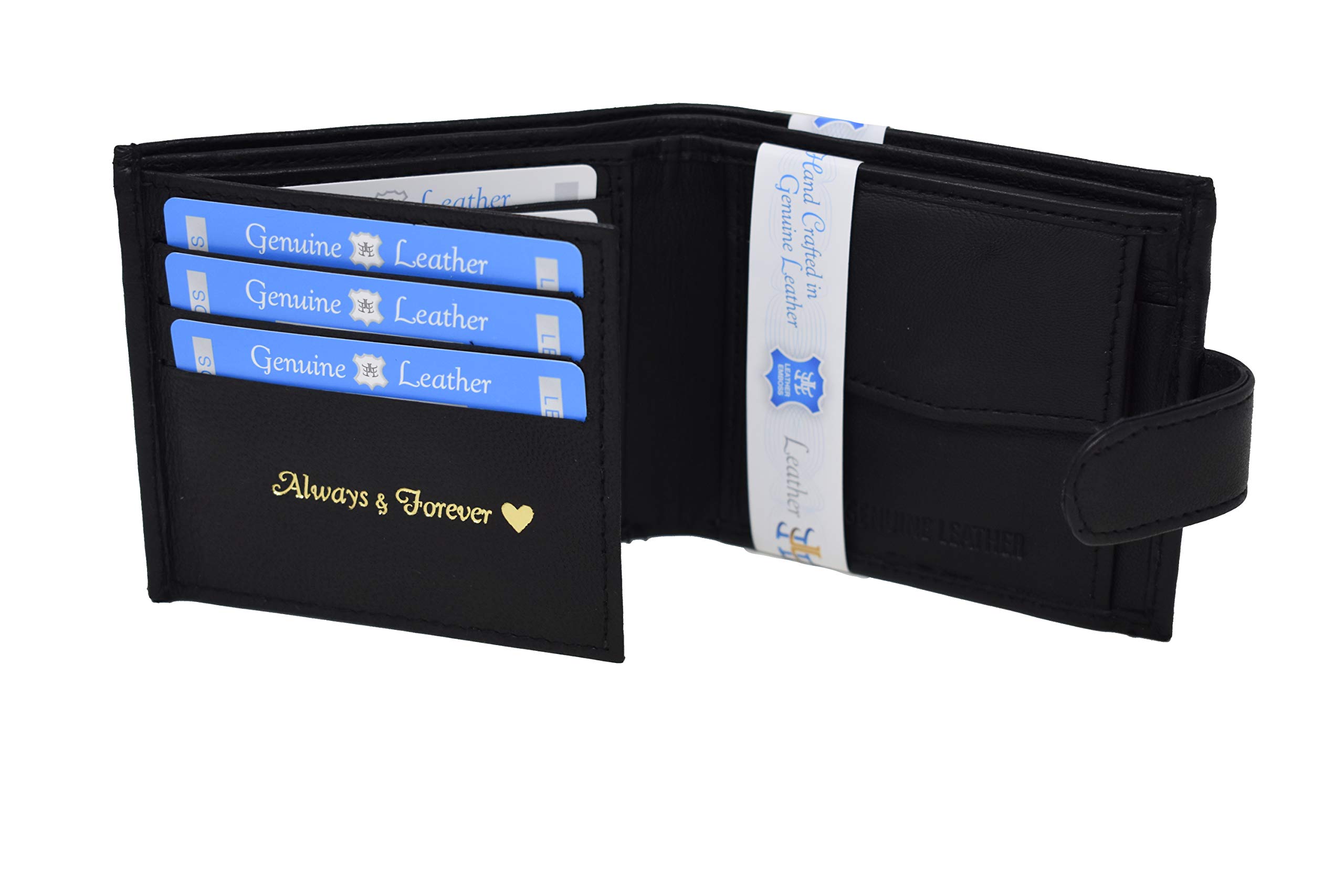 Personalized Black Engraved Genuine Soft Leather Wallet with Coin Pocket - Perfect Gift for Men & Women, Ideal for Everyday Use, Travel, and Business