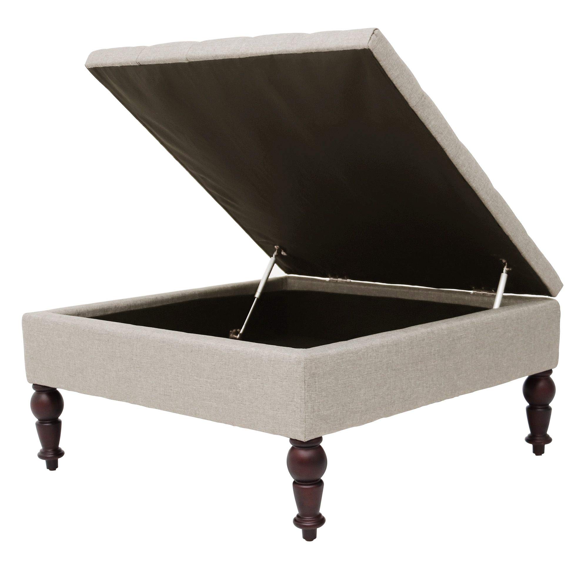 MAYPEX 35 Inch Tufted Square Storage Ottoman Coffee Table with Smooth Hinge Lid - Multi-Functional Bench Seat for Living Room, Bedroom & Office - Beige Home Decor - Perfect for Extra Seating, Storage & Stylish Home Organization