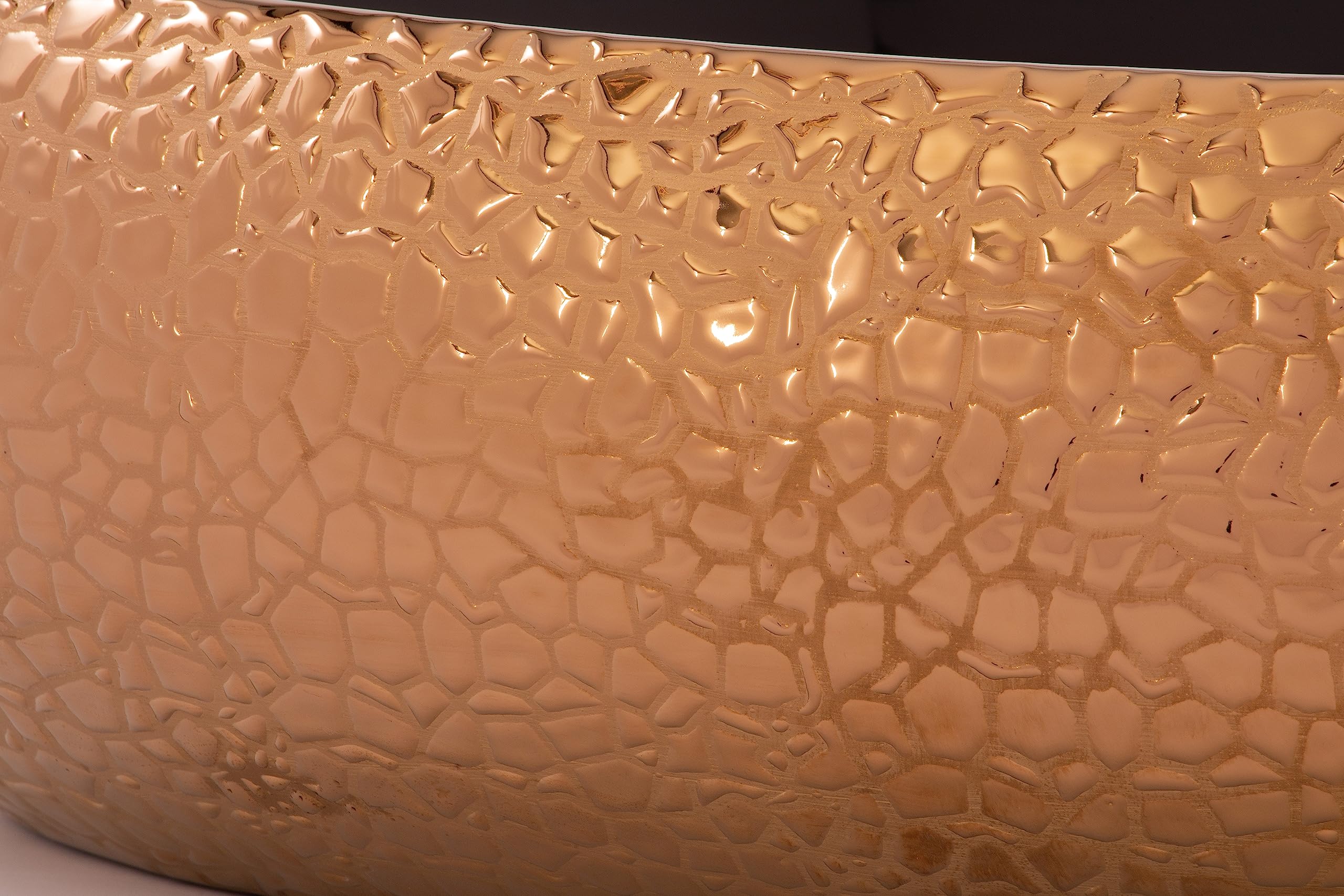 Premium RD Luxury® Oval Ceramic Designer Sink - High Quality Crocodile Texture Surface, Copper Gold & Black, 60 x 40 cm - Perfect for Modern Bathroom & Luxury Kitchen Renovations
