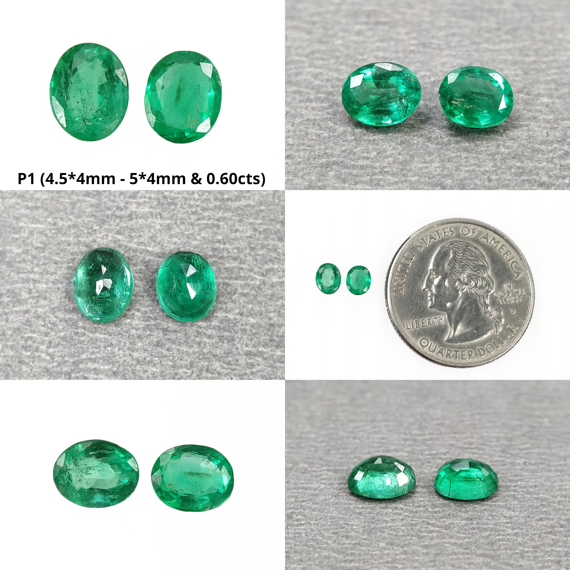 Natural Untreated Green Emerald Gemstone Oval Cut Pair - AAA Quality for Rings, Earrings & Necklaces - Perfect for Weddings, Anniversaries & Special Occasions