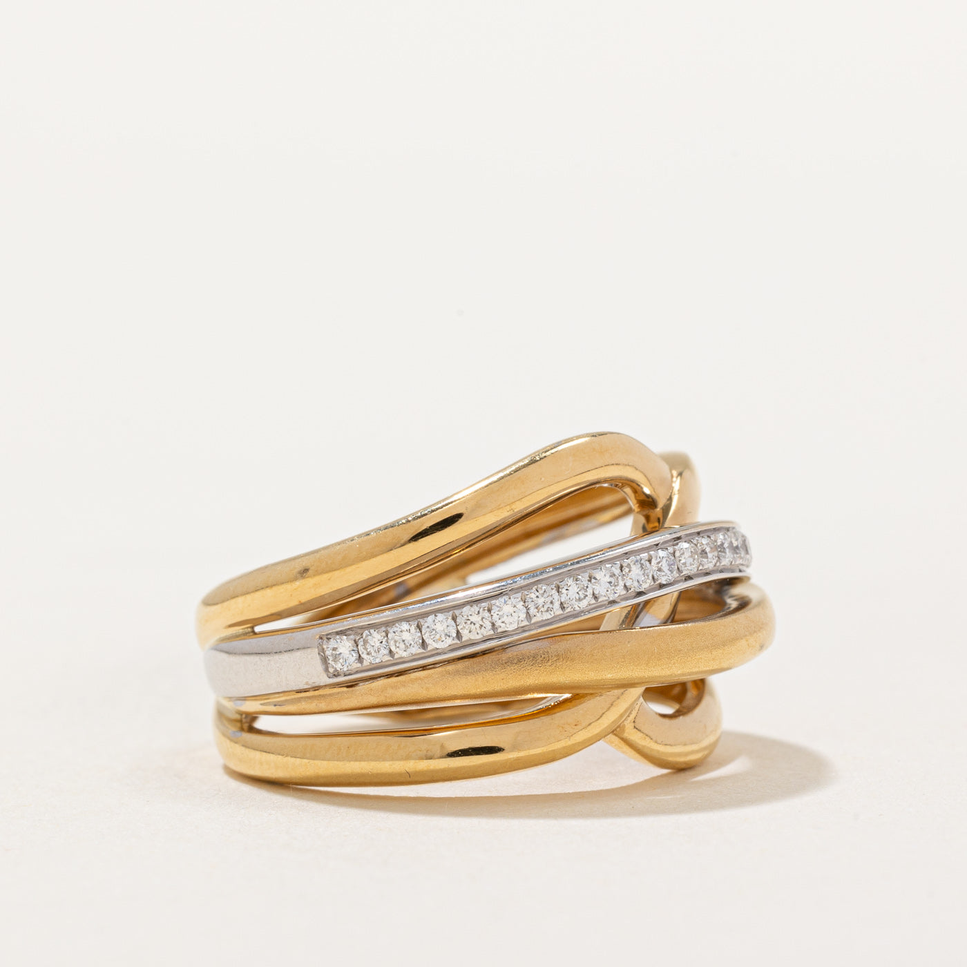 0.20ctw Overlapping Bands Diamond Ring - Size 7 | Elegant Stackable Wedding Band for Women | Perfect for Anniversaries, Engagements & Everyday Wear
