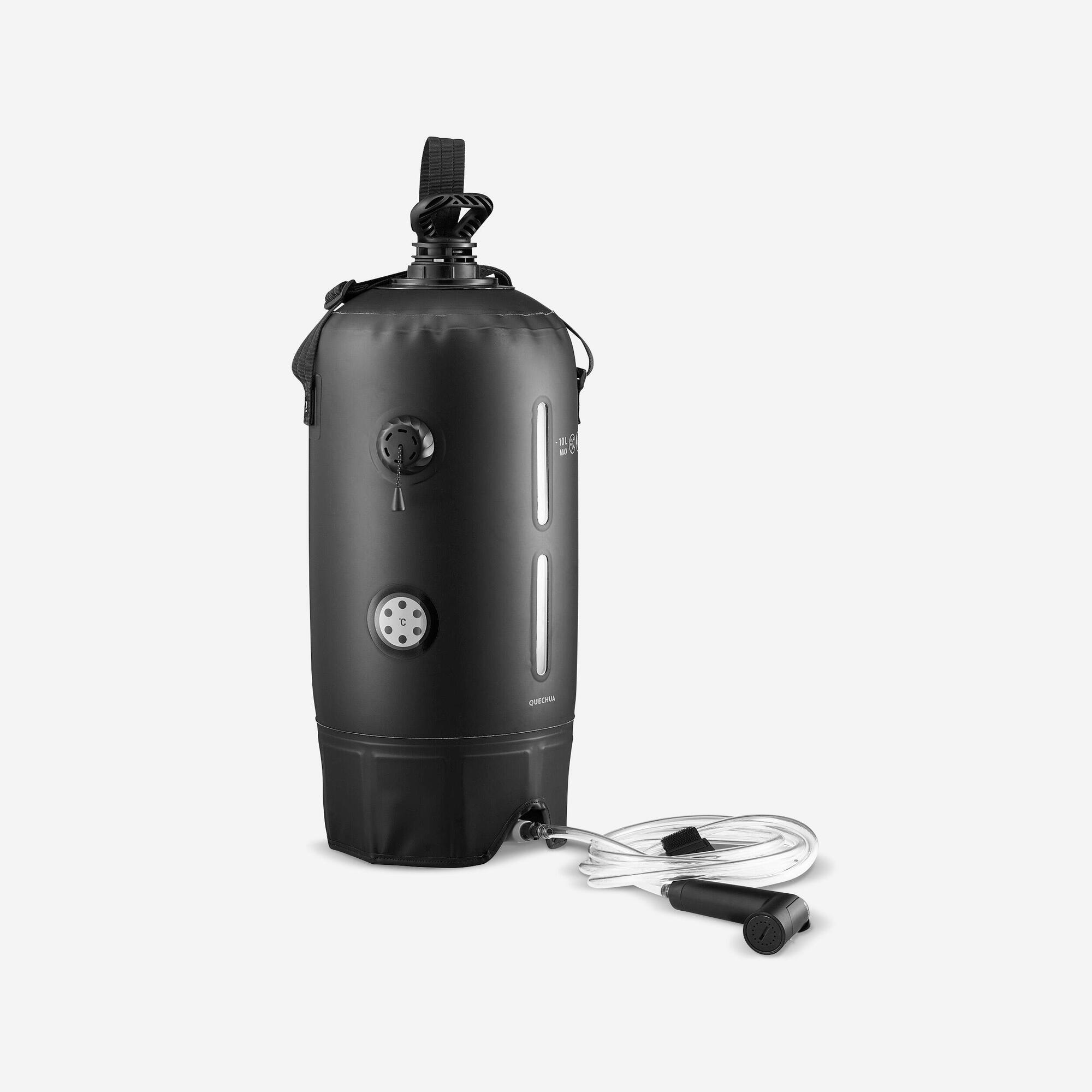Quechua 10L Solar Pressure Camping Shower - Portable Outdoor Shower for Hiking, Backpacking & RV Trips - Perfect for Camping, Beach & Emergency Use