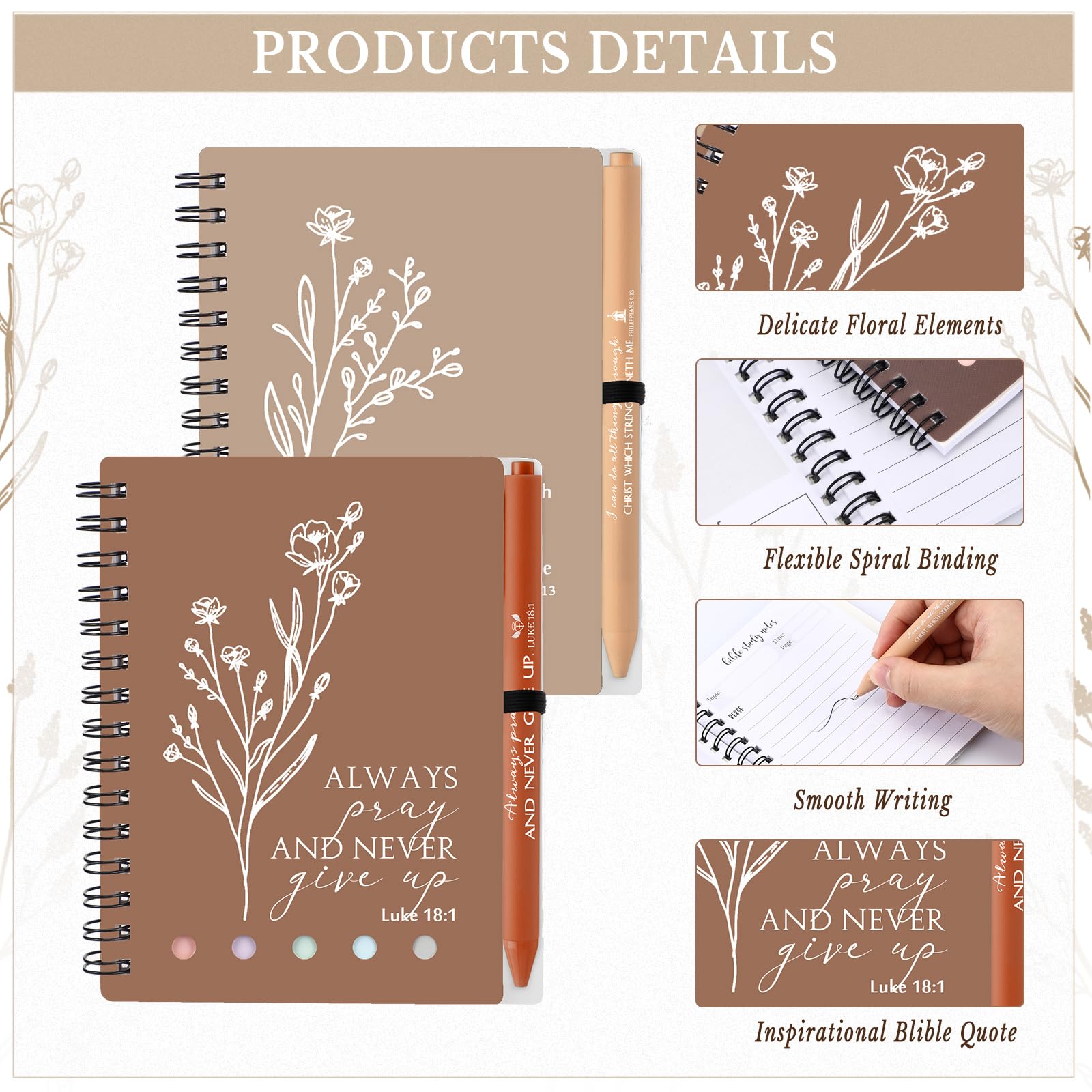 Bulk Christian Gifts - Bible Study Notebook with Sticky Notes & Aesthetic Religious Pen for Women - Prayer Journal, Church Notepad, Sunday School Supplies - Perfect for Bible Study, Prayer Groups & Faith-Based Gifting