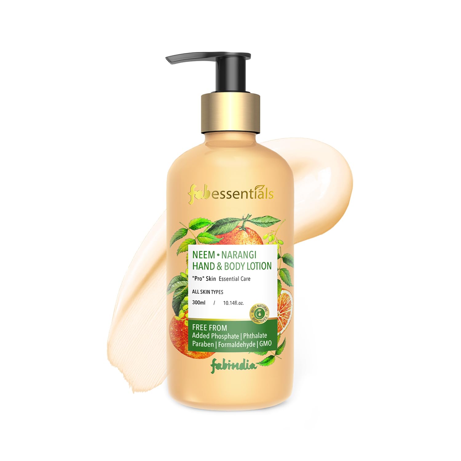 Fabessentials Neem Narangi Hand & Body Lotion - 300ml | Shea Butter & Cocoa Seed Butter | Moisturizing & Softening Lotion for Dry, Rough Skin | Nourishes Hands, Body & Cuticles | Hydrating Body Milk for Daily Skincare | Perfect for Dry Winter Skin & After-Shower Moisturizing