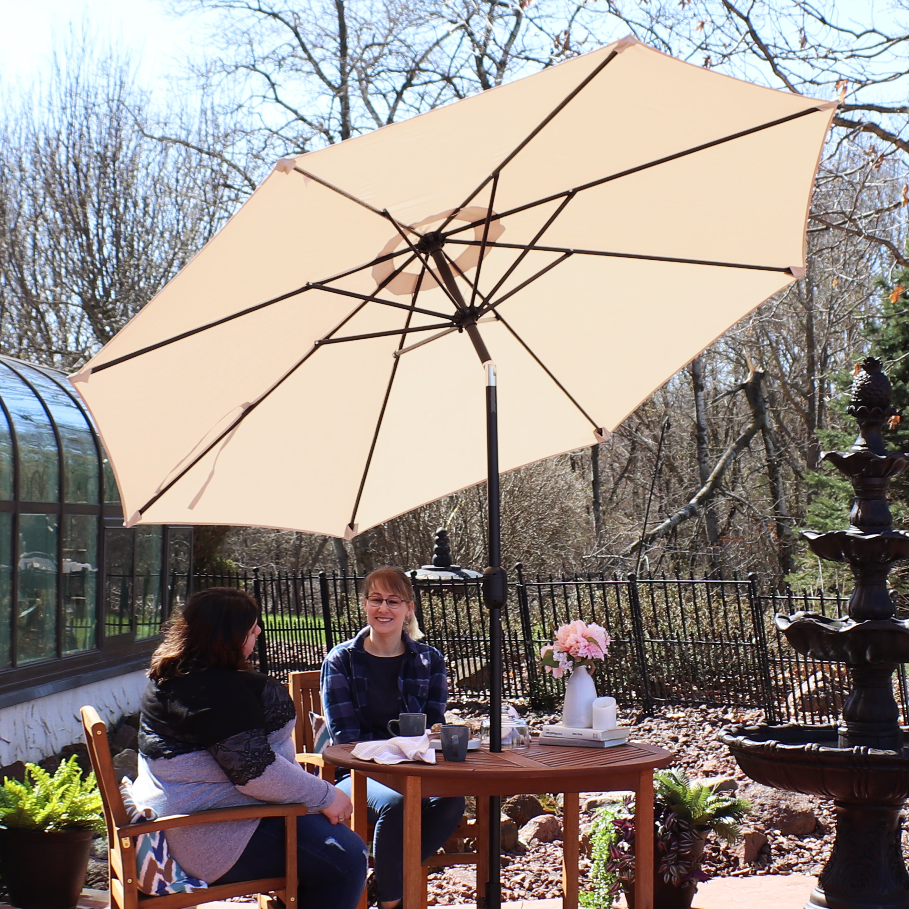 Sunnydaze 9-Foot Aluminum Outdoor Patio Umbrella with Tilt & Crank - Perfect for Poolside, Backyard, Deck, and Garden Shade