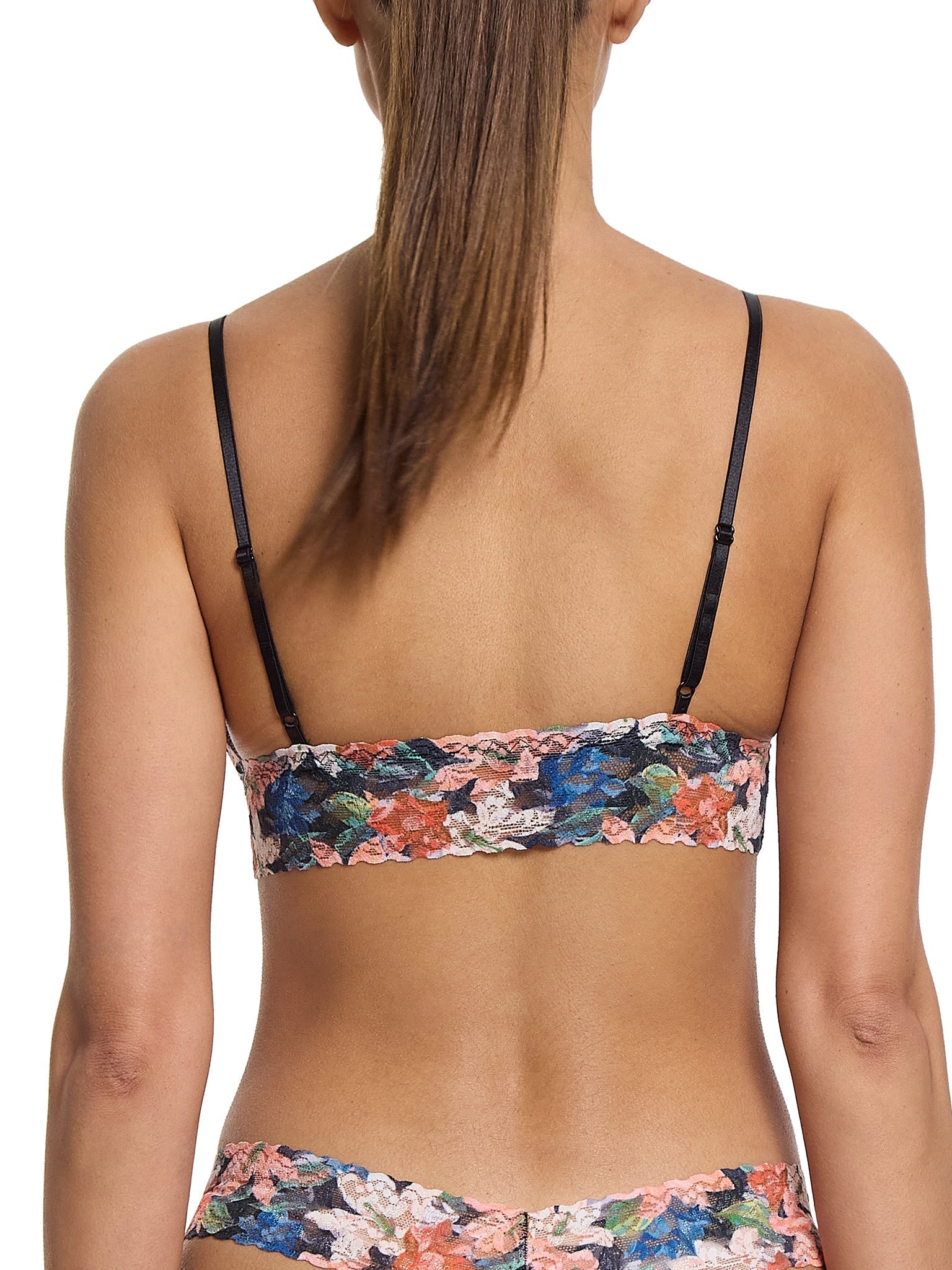 Printed Signature Lace Padded Triangle Bralette - Comfortable Wireless Bra for Women, Soft Stretch Fabric, Everyday Wear & Layering