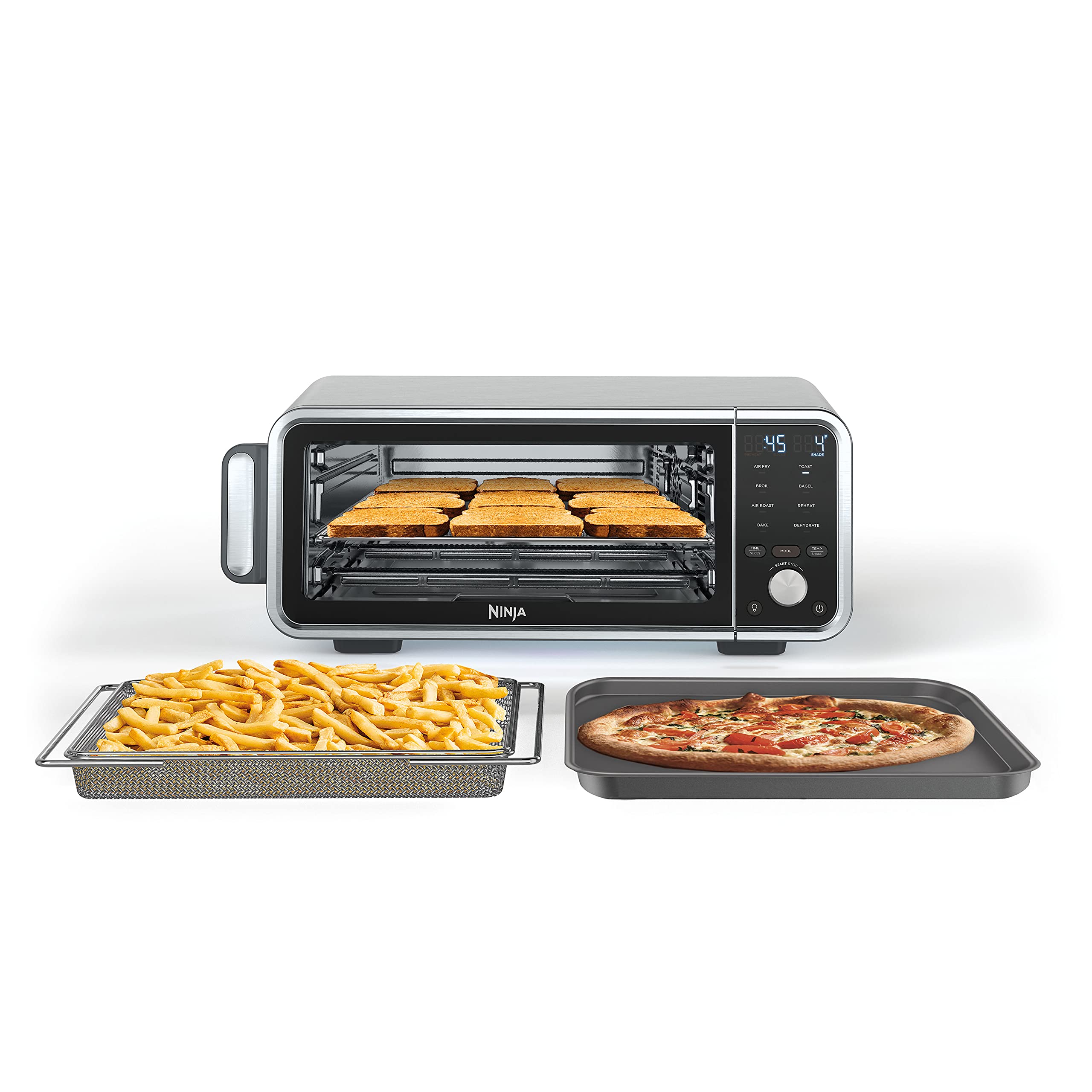 Ninja SP201 Digital Air Fryer Pro 8-in-1 Countertop Oven with XL Capacity - Air Fry, Bake, Roast & More | Extended Height Design with Flip-Up Storage | Includes Air Fry Basket, Wire Rack & Crumb Tray | Perfect for Small Kitchens, Dorms & RV Cooking (Silver)