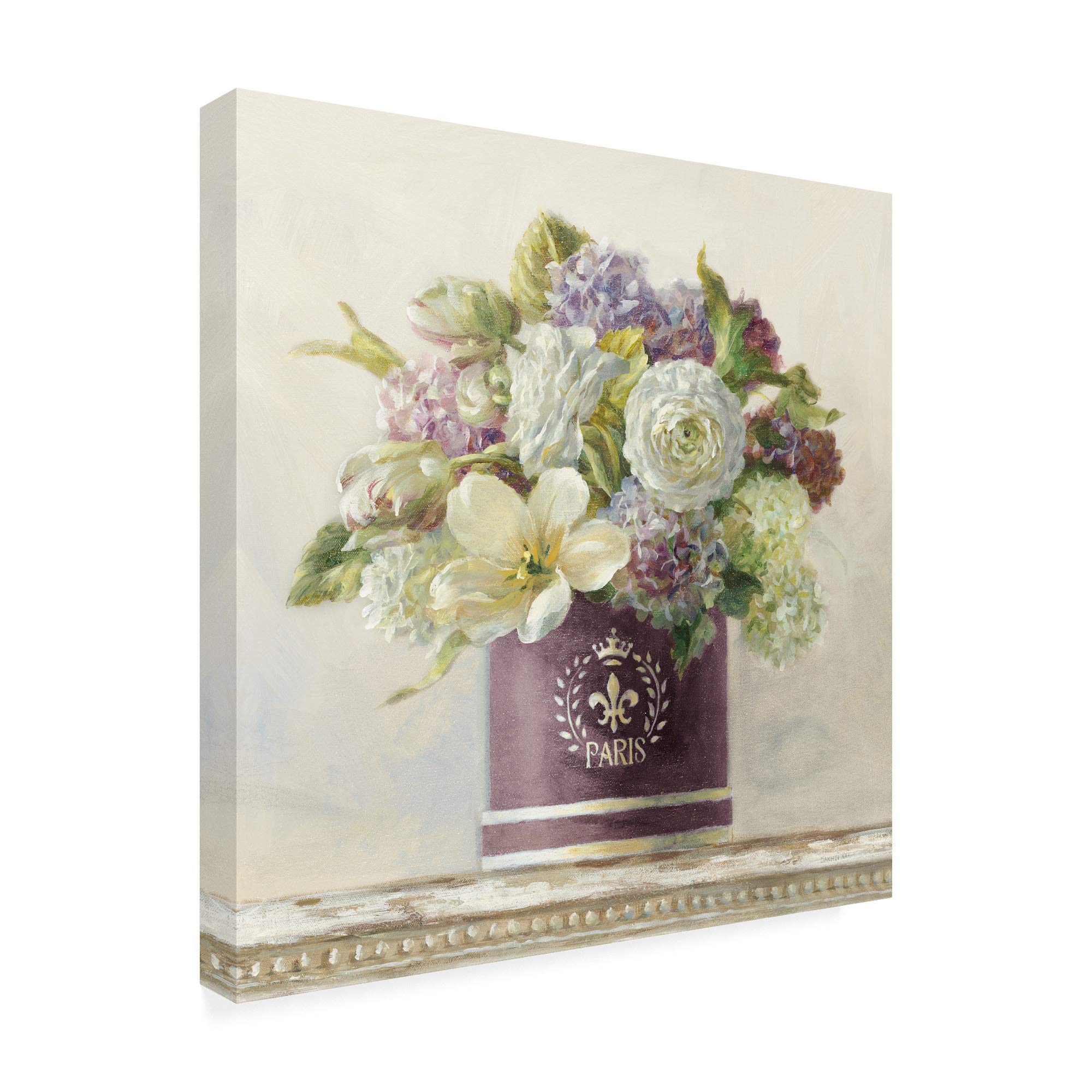 Danhui Nai Tulips in Aubergine Hatbox Fine Art Print - 35x35 Floral Wall Decor for Living Room, Bedroom & Office - Premium Trademark Artwork for Home & Commercial Spaces