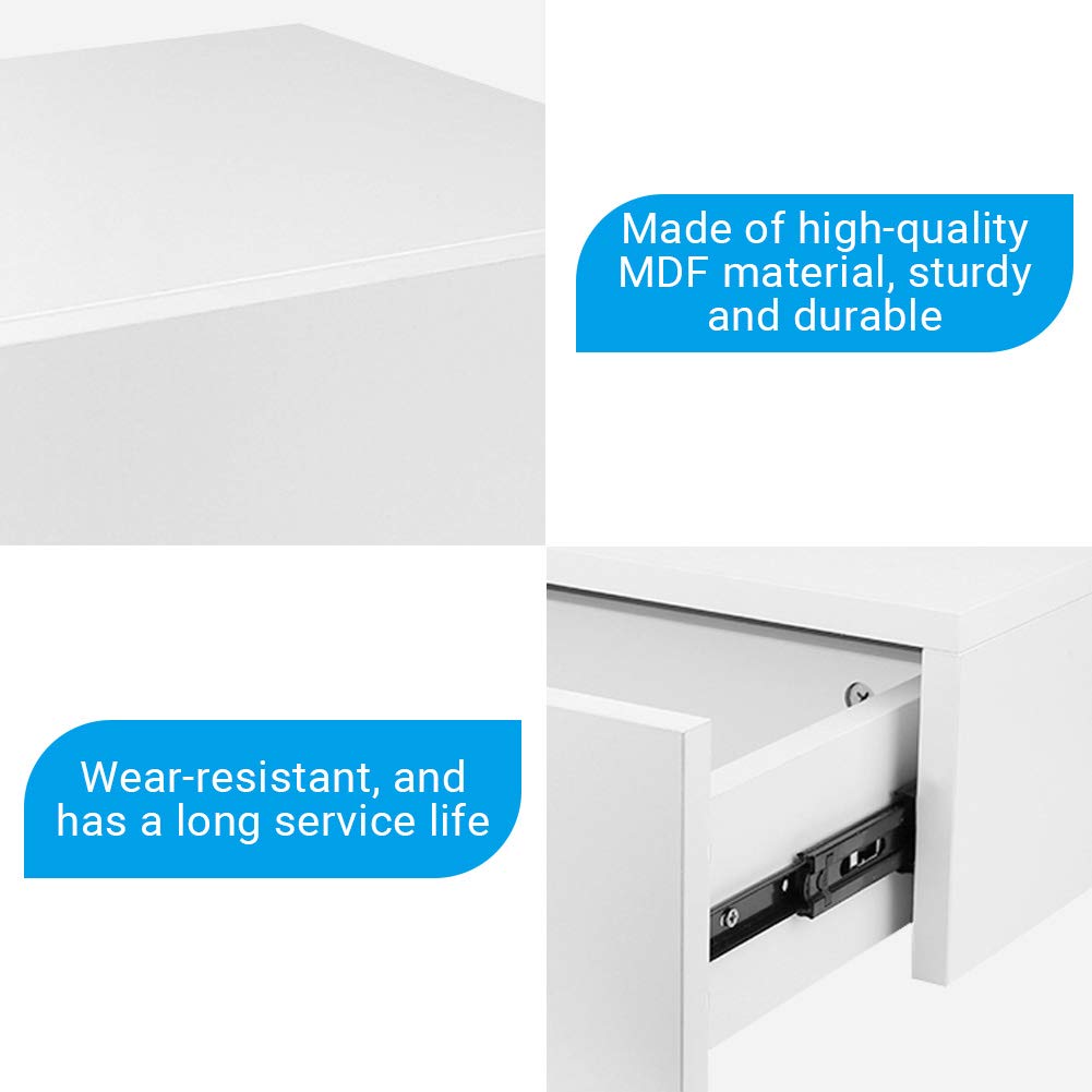 Modern Floating Nightstand Wall Shelf with Drawer - White Wall Mounted Bedside Table for Small Spaces | Perfect for Apartments, Dorms & Minimalist Bedrooms