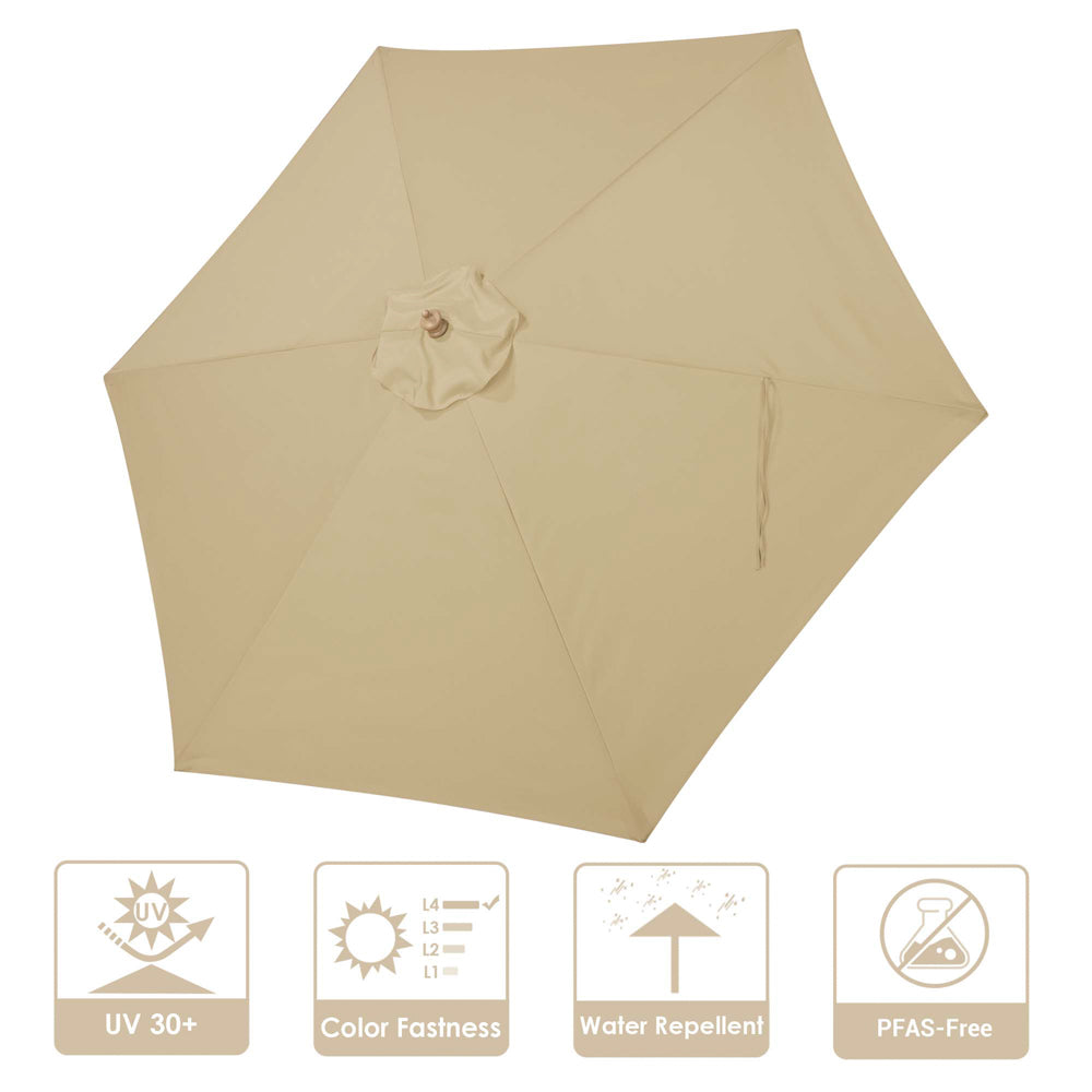 9 ft 6 Rib Patio Umbrella Replacement Canopy - Durable Outdoor Shade Cover for Garden, Pool & Backyard - TheLAShop