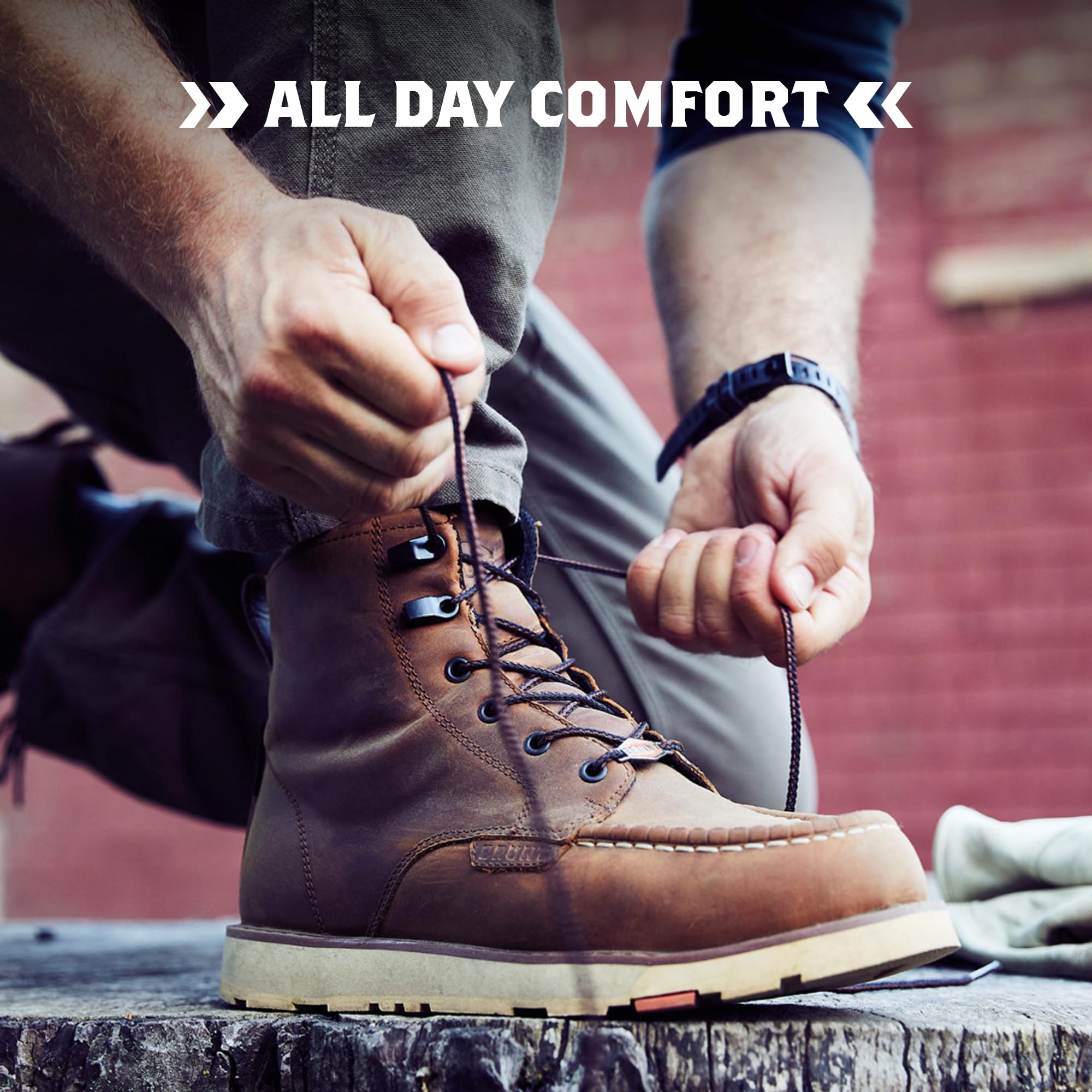 Marin 6-Inch Waterproof Safety Toe Wedge Work Boots for Men - EH Rated, Slip & Oil Resistant - Adjustable Width System - Ideal for Construction, Warehouse & Outdoor Work